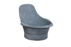 Antique Primitive Galvanized Tin Metal Cowboy Bathtub Wash Tub W Backrest