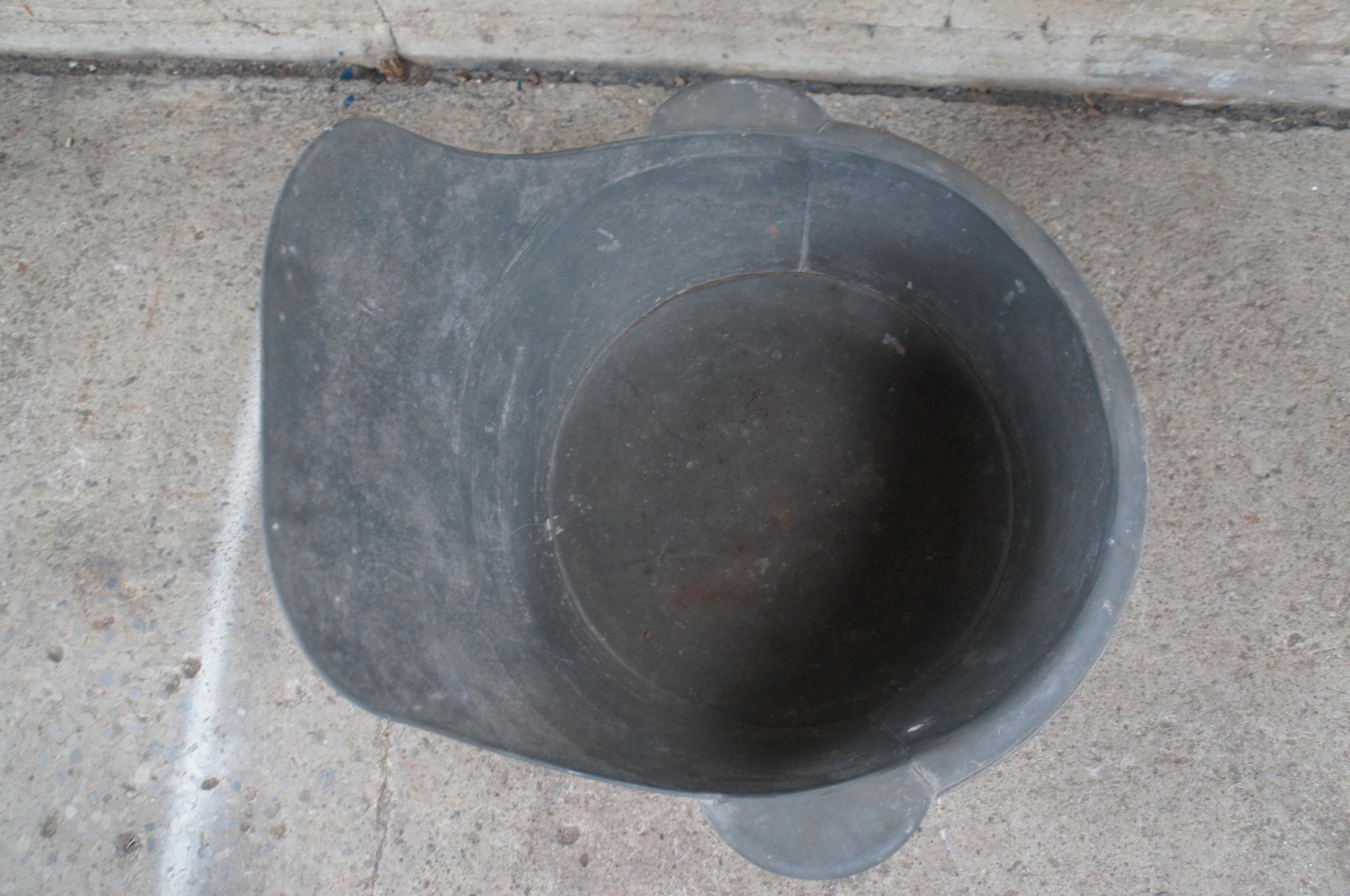 Antique Primitive Galvanized Tin Metal Cowboy Bathtub Wash Tub W Backrest 1