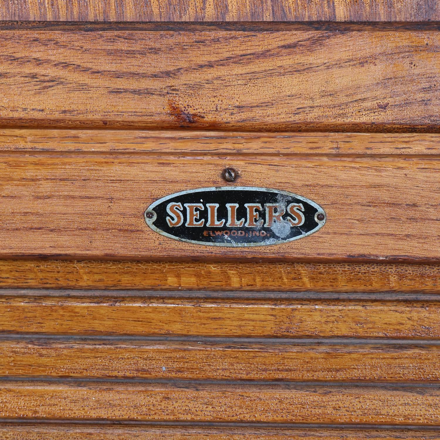 Antique Primitive Golden Oak and Enamel Hoosier Cabinet by Sellers, circa 1920 2