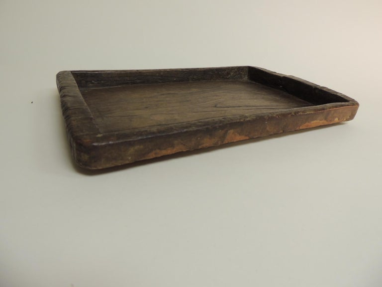 Antique Primitive HandCarved Artisanal Wood Tray For Sale at 1stdibs