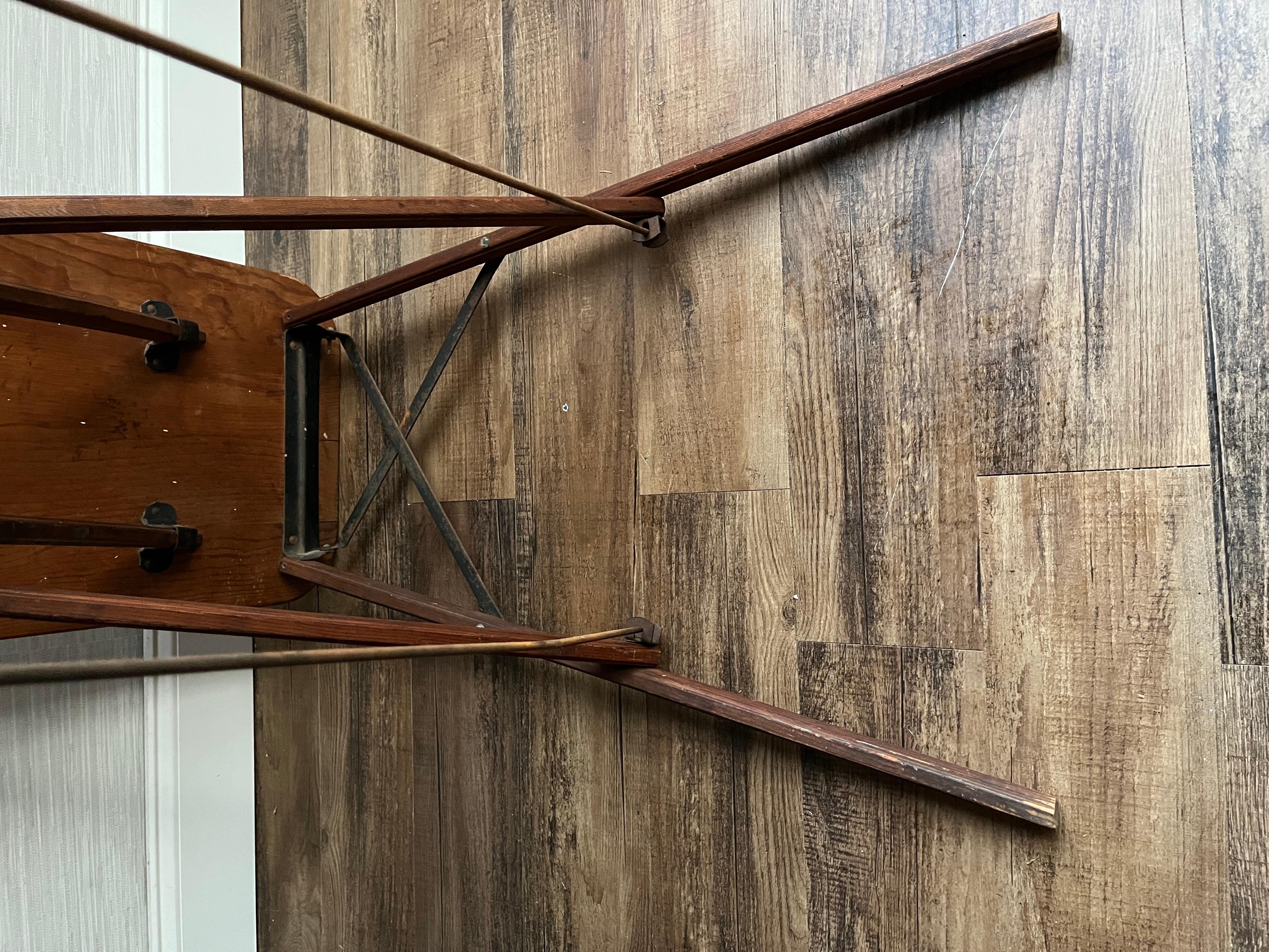 Antique Rustic Hand Crafted Collapsible Wooden Ironing Board Table For Sale 1