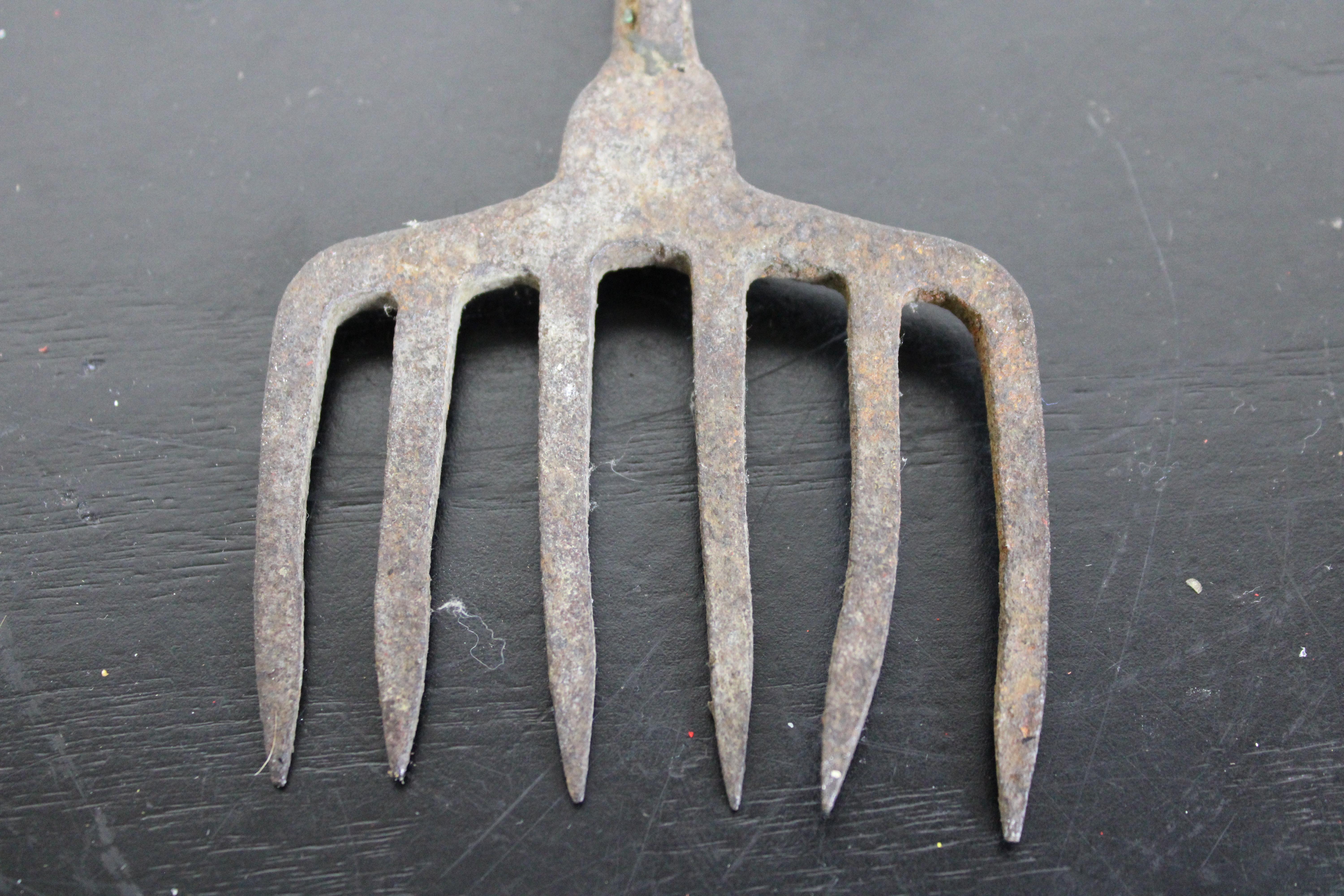 Antique Primitive Hand Forged Iron Fireplace Tools Shovel Fork Heathware 2