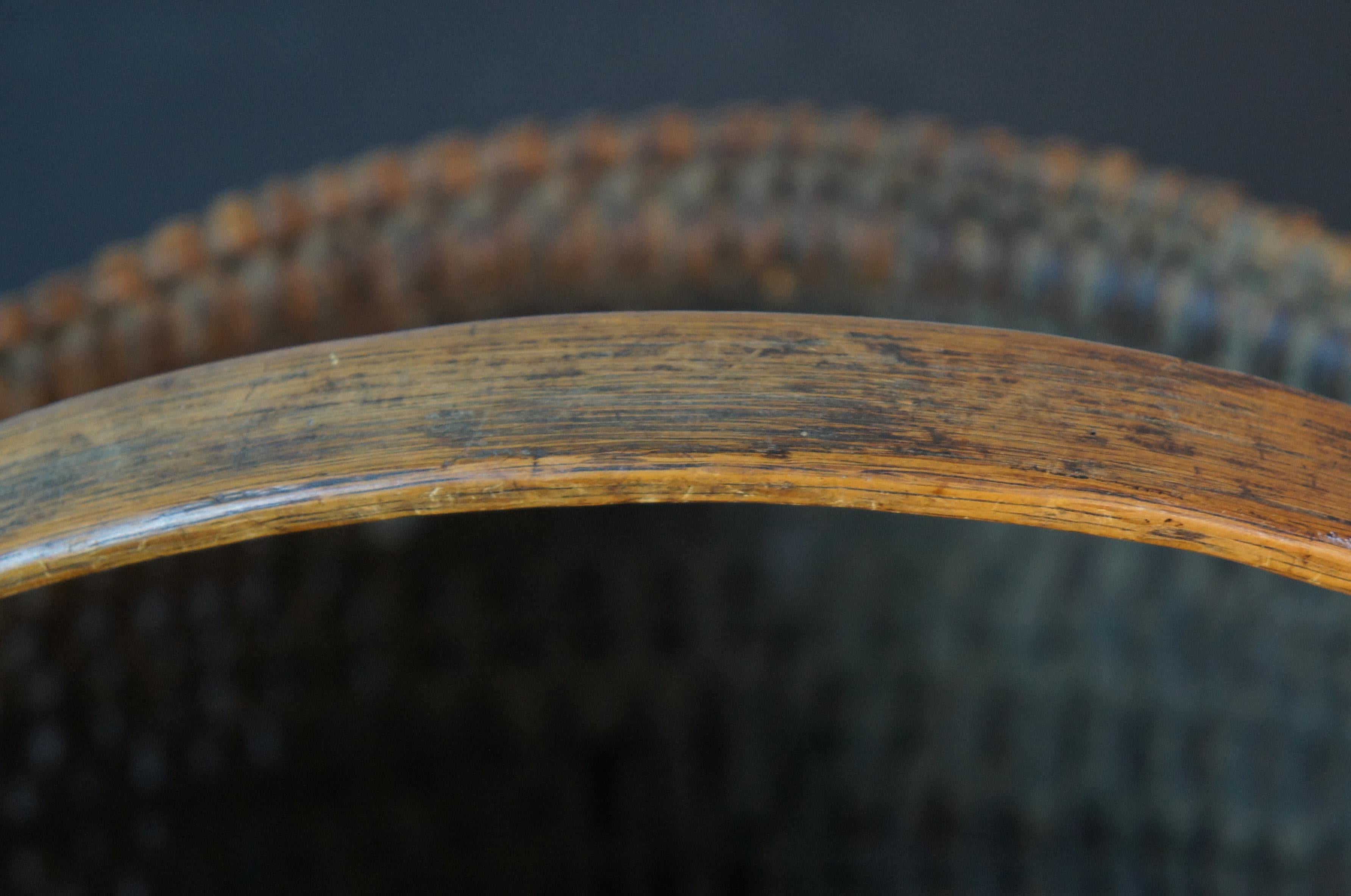 Antique Hand Woven Country Farmhouse Buttocks Butt Egg Basket 4