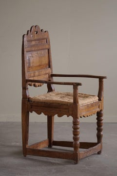 Antique Primitive Handcrafted Swedish Armchair, Wabi Sabi, Early 19th Century