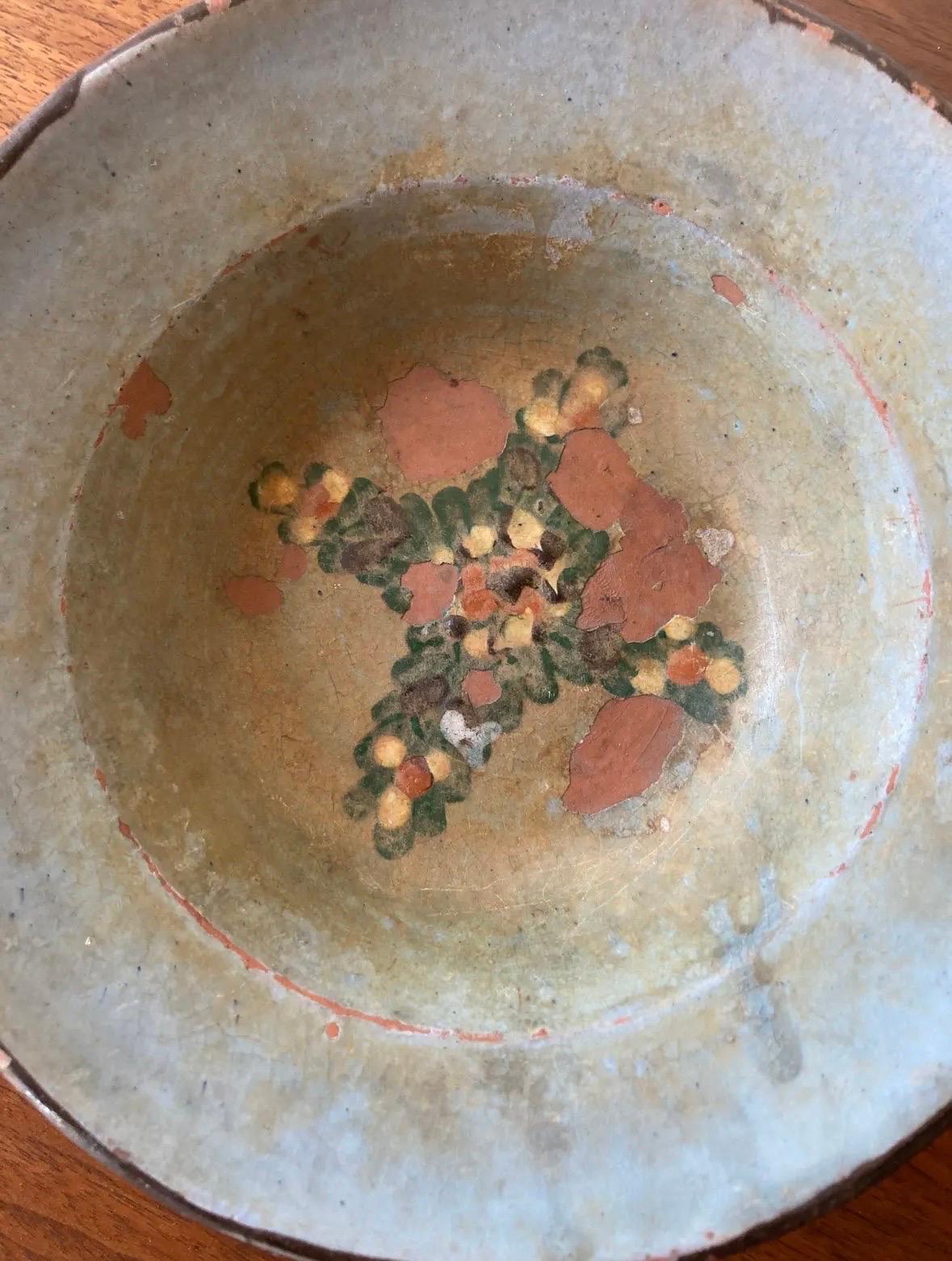 Bulgarian Antique Primitive Handmade Decorative Bowl From Bulgaria For Sale