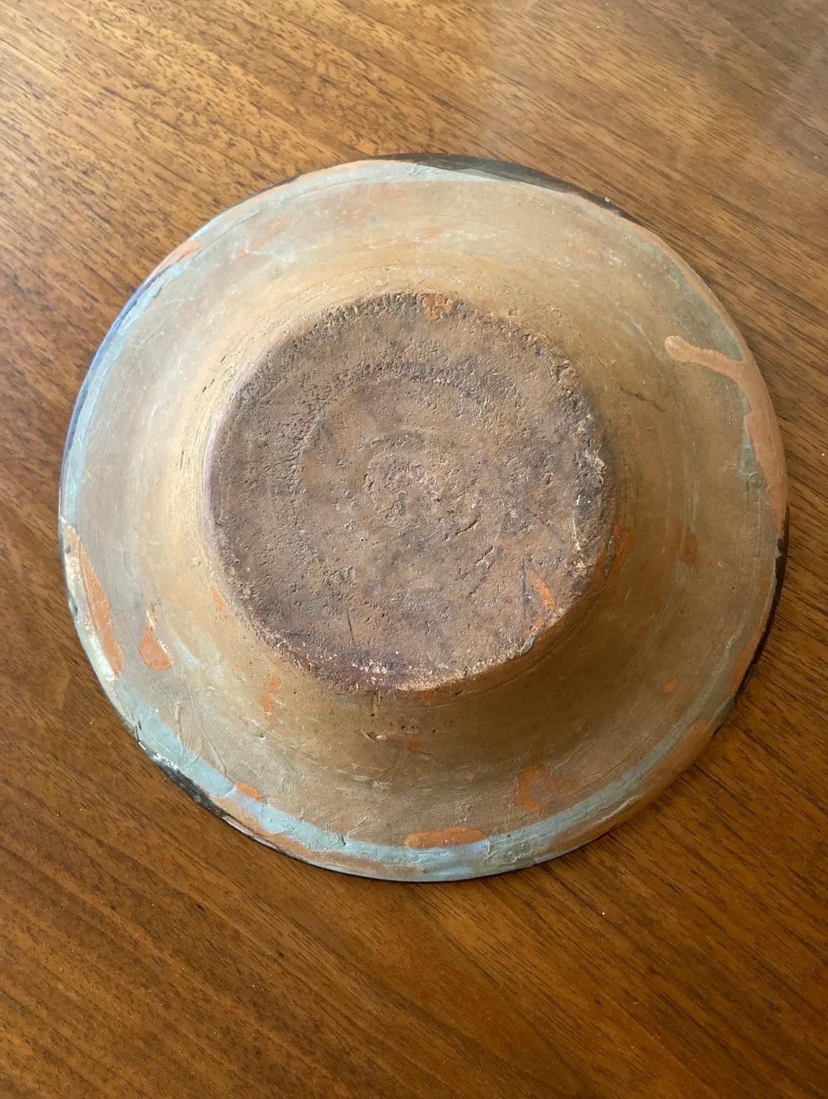19th Century Antique Primitive Handmade Decorative Bowl From Bulgaria For Sale