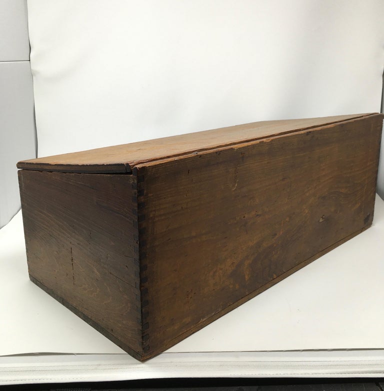 Antique Primitive Handmade Wood Box For Sale at 1stdibs