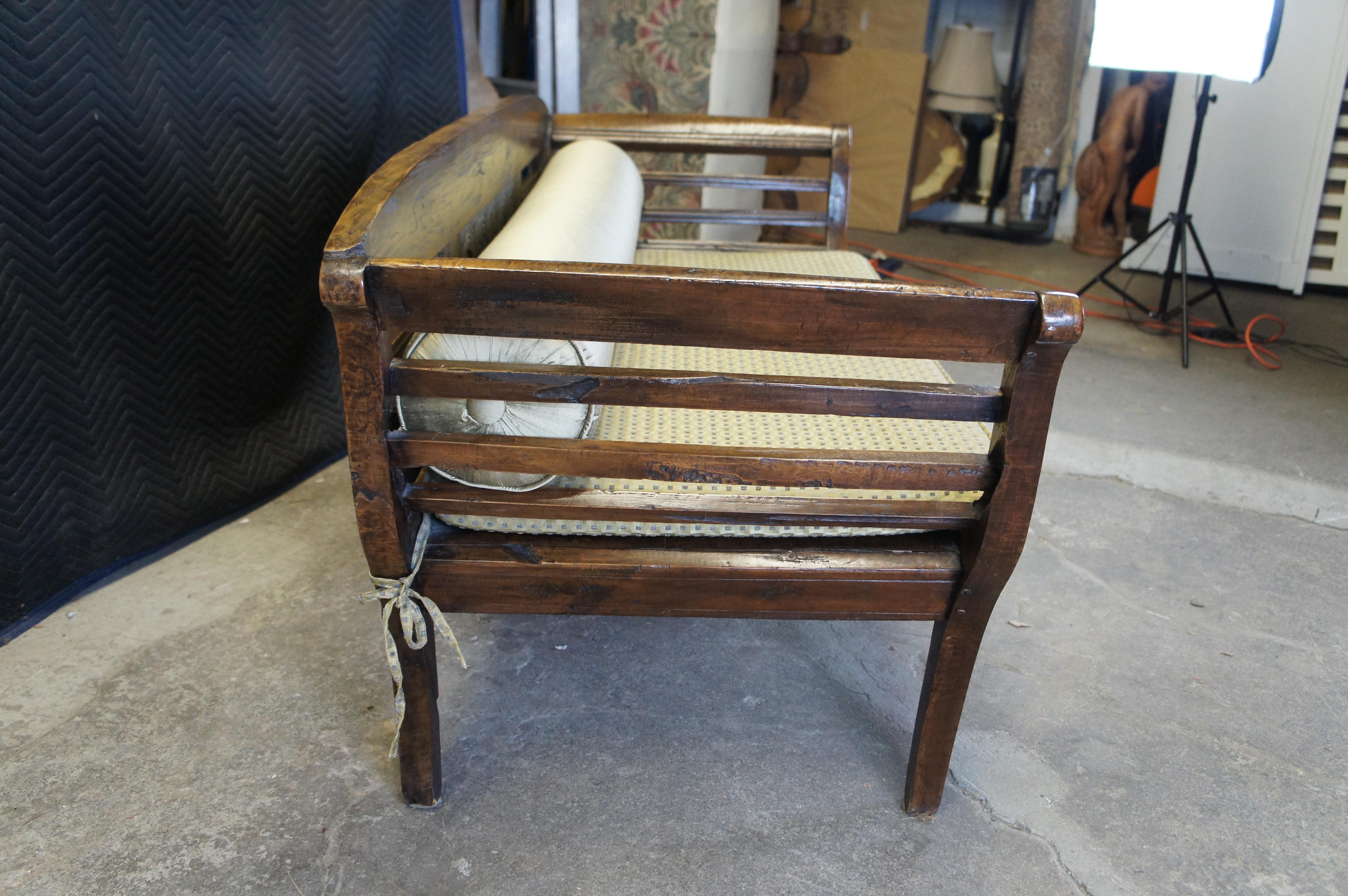 Indonesian Carved Teak Wood Farmhouse Hall Entry Bench 65