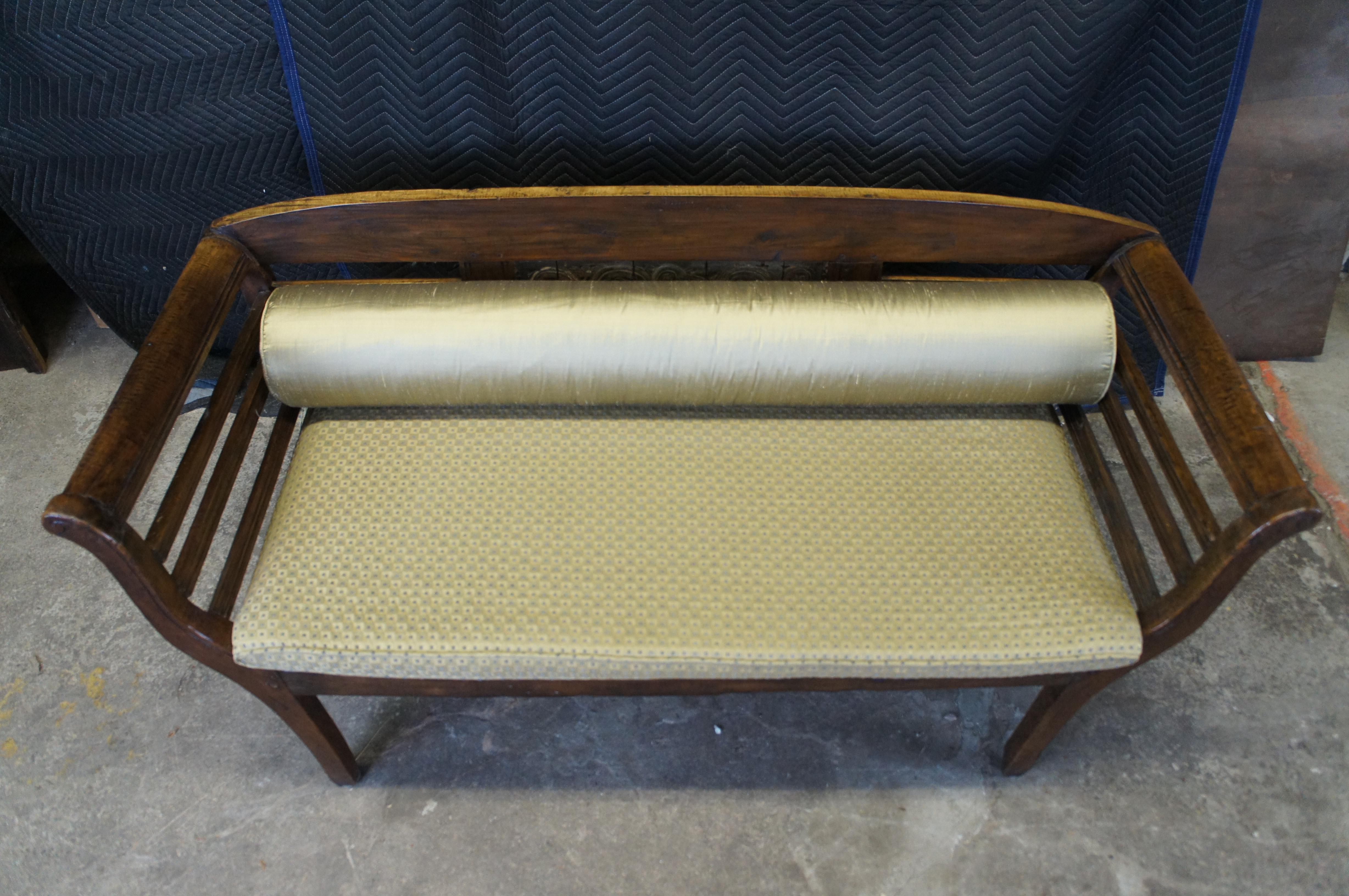 Indonesian Carved Teak Wood Farmhouse Hall Entry Bench 65