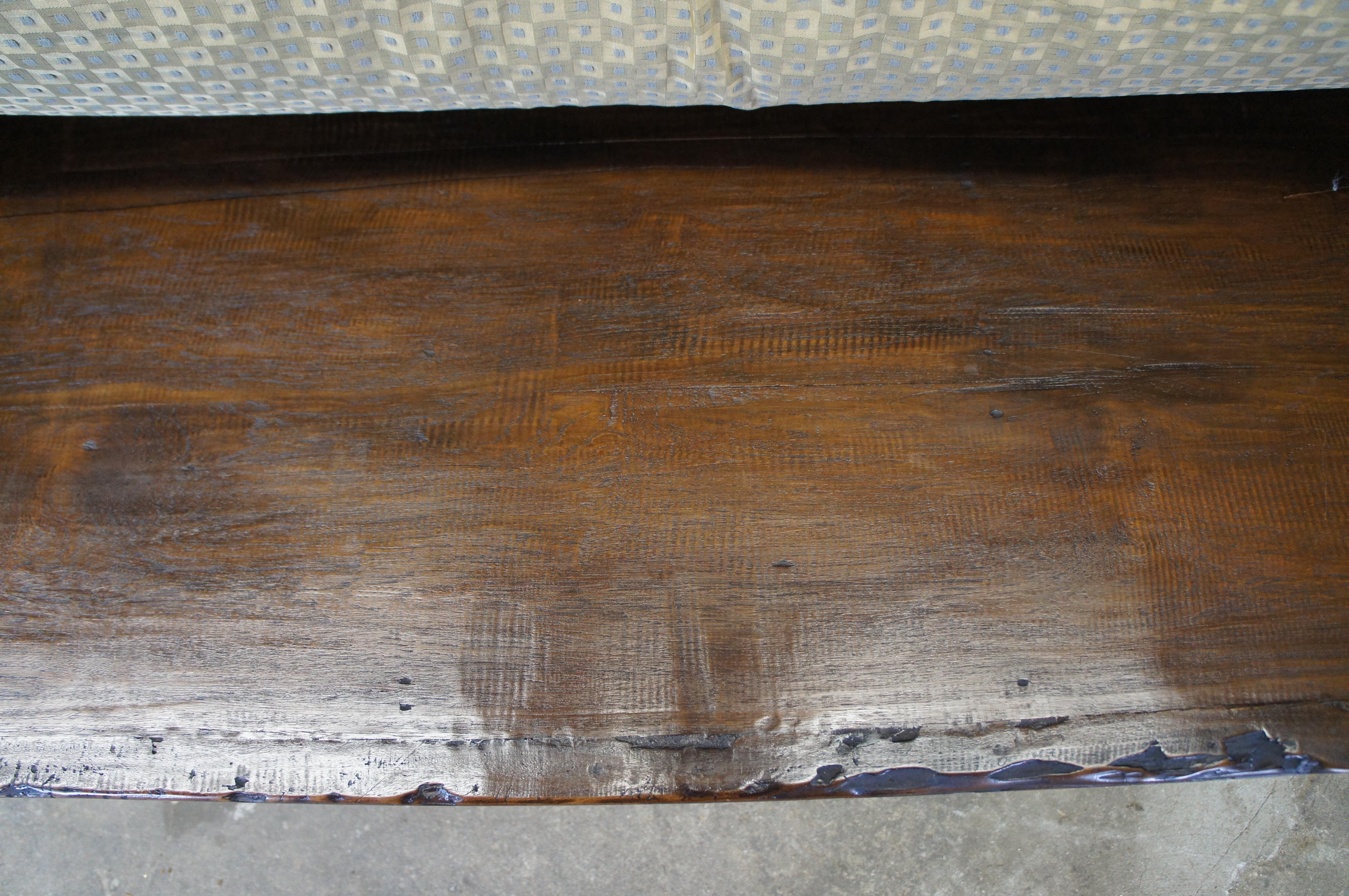 Indonesian Carved Teak Wood Farmhouse Hall Entry Bench 65
