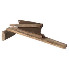 Antique Primitive Japanese Straw Cutter, Sculptural Rustic Farm Equipment