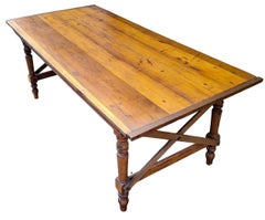 Antique Primitive Maple Campaign Style Folding Farm / Dining Table Or Desk