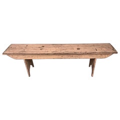 Antique Primitive Mortised Trestle Bench