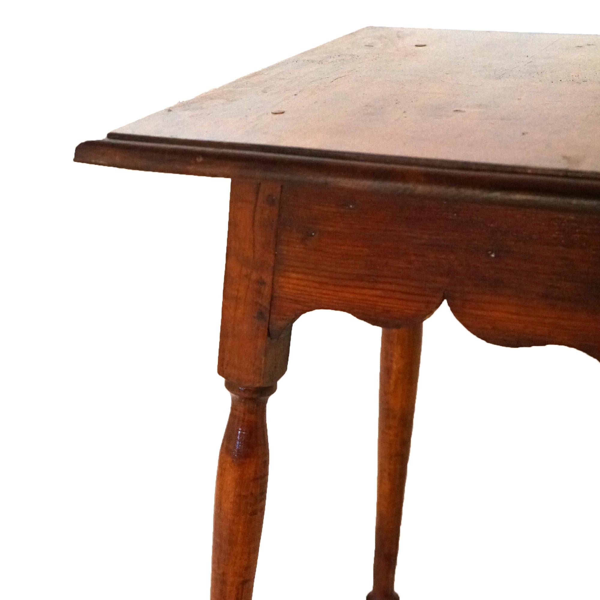 Antique Primitive New England School Tiger Maple & Pine Side Table Circa 1810 1