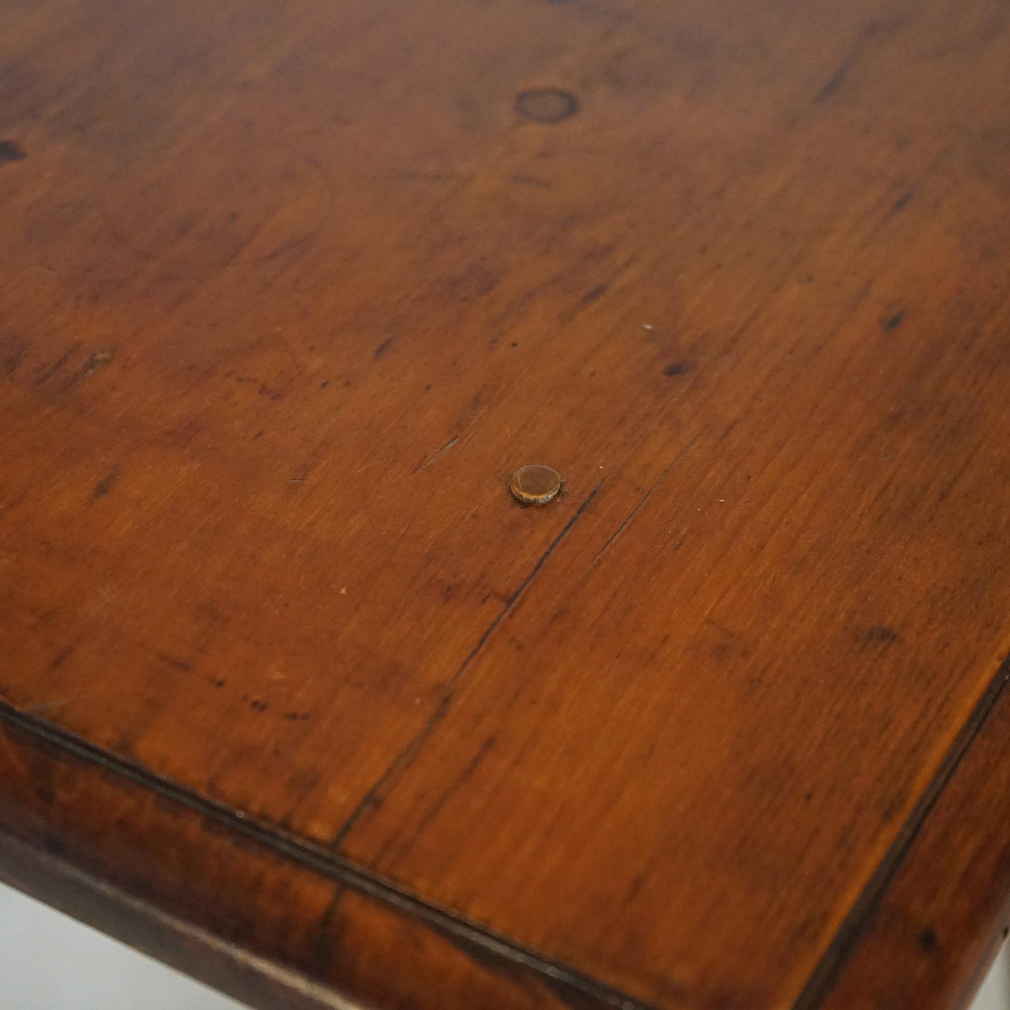 Antique Primitive New England School Tiger Maple & Pine Side Table Circa 1810 2