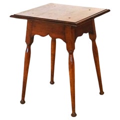 Antique Primitive New England School Tiger Maple & Pine Side Table Circa 1810