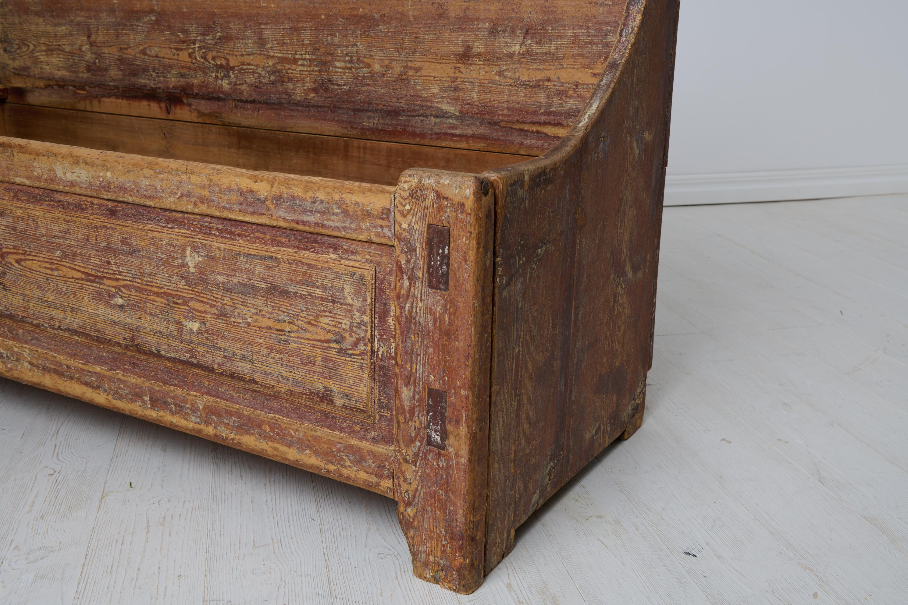 Antike primitive nordschwedische rustikale Volkskunst Bank oder Sofa im Angebot 6