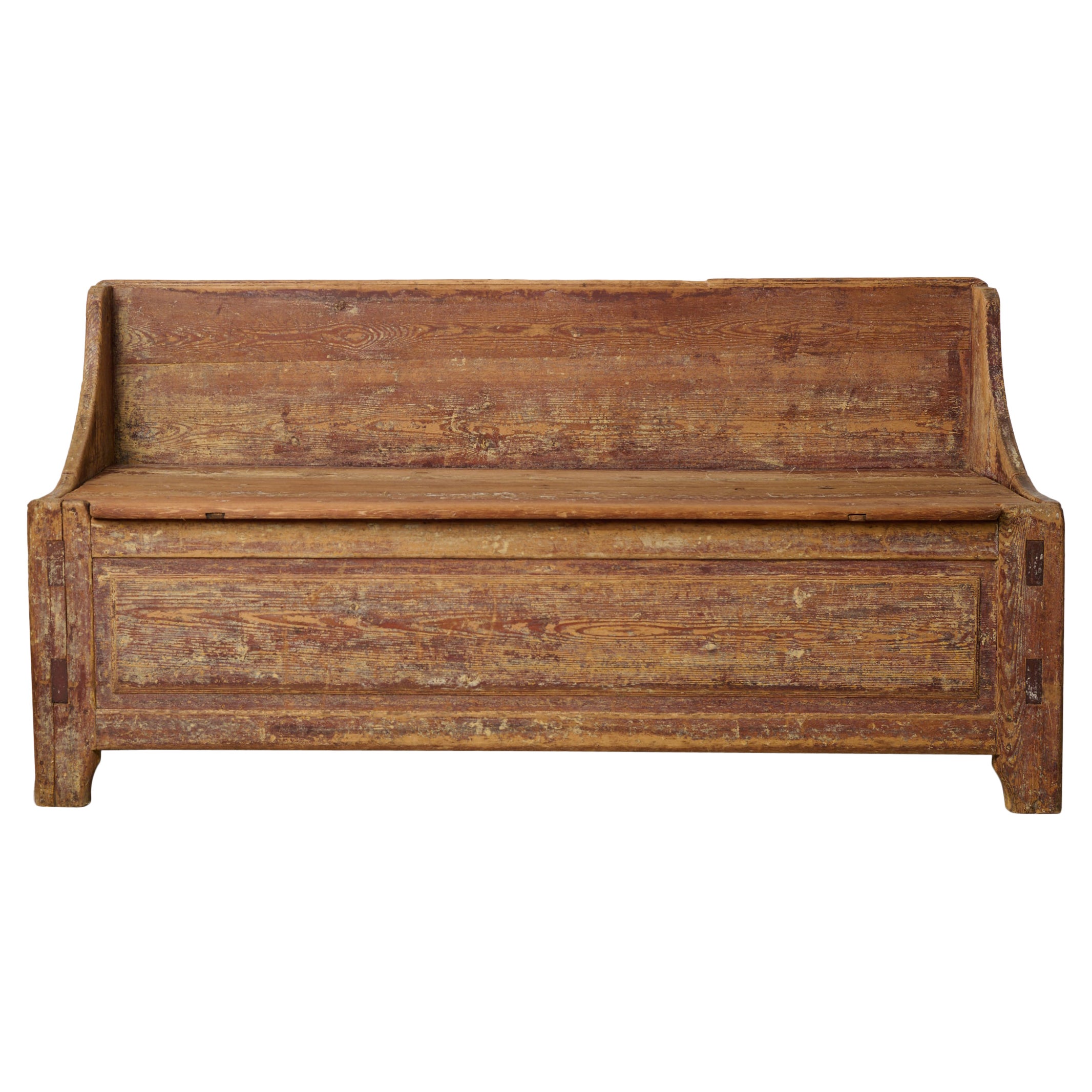 Antike primitive nordschwedische rustikale Volkskunst Bank oder Sofa im Angebot