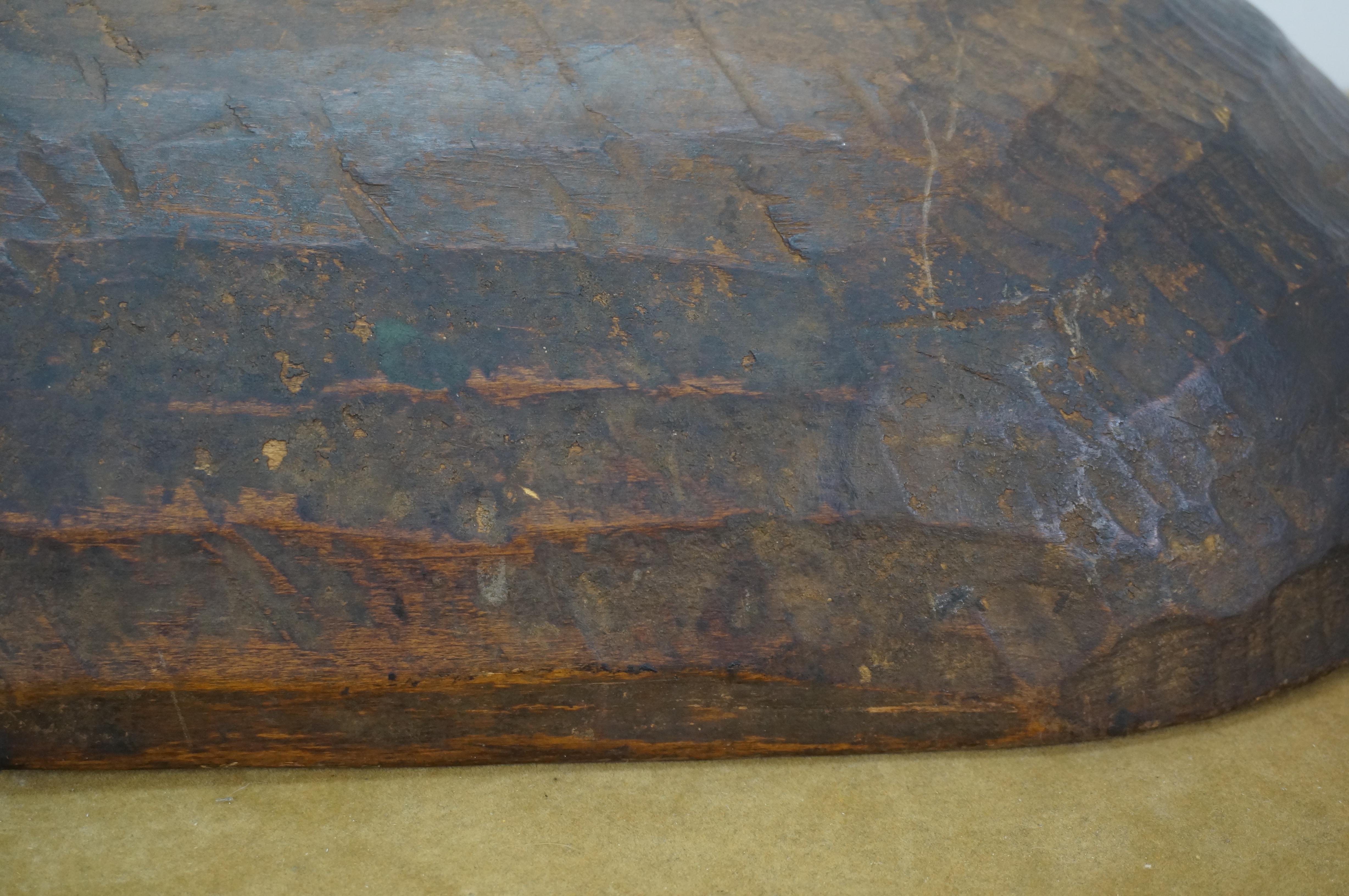 Antique Primitive Oak Farmhouse Dough Bowl Trough Trencher Treen 25