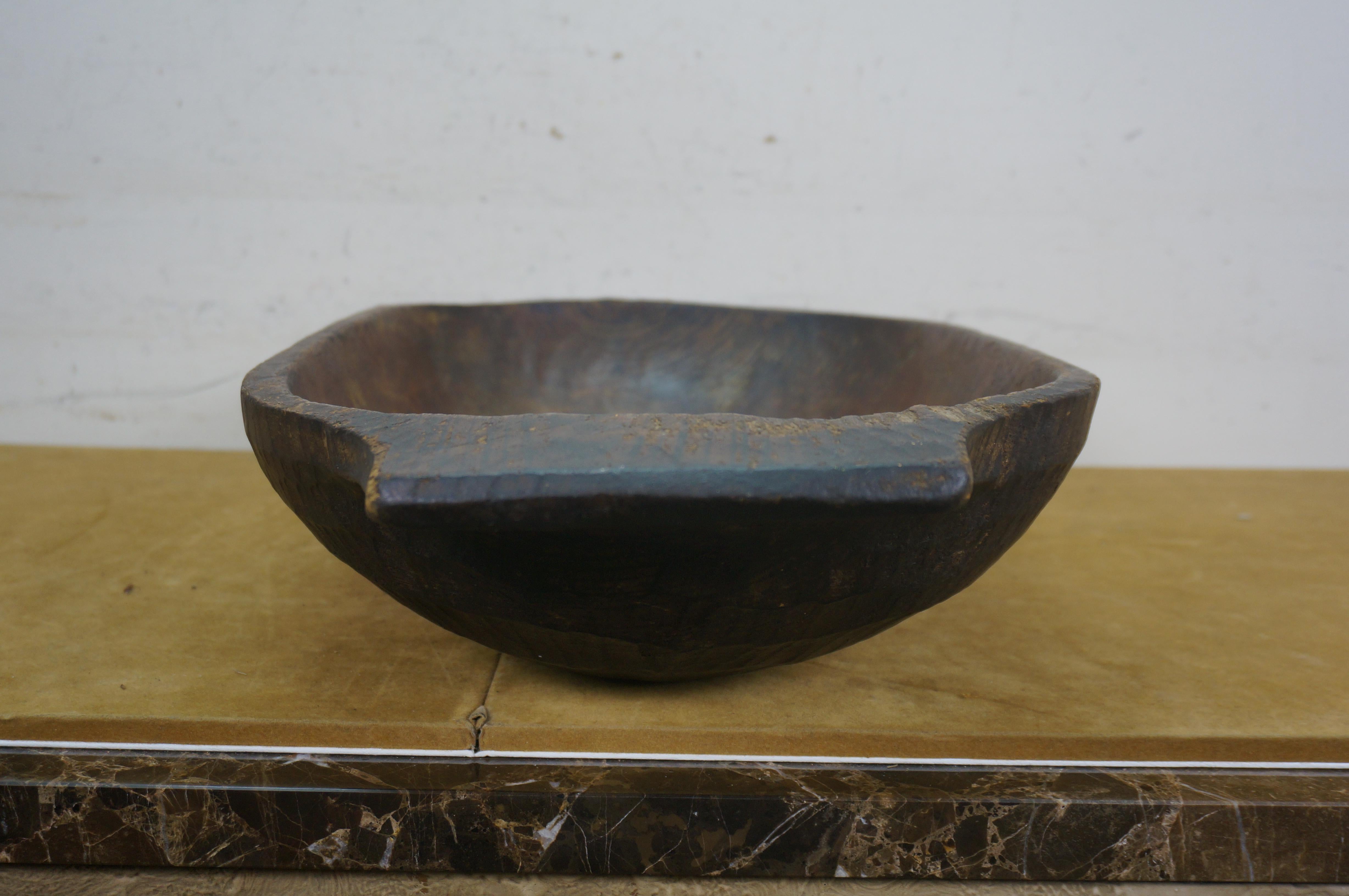 Antique Primitive Oak Farmhouse Dough Bowl Trough Trencher Treen 25