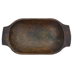 Antique Primitive Oak Farmhouse Dough Bowl Trough Trencher Treen 25"