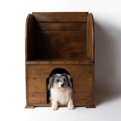 Antique Primitive Oak Lambing Chair With Integral Dog Kennel, 19th Century