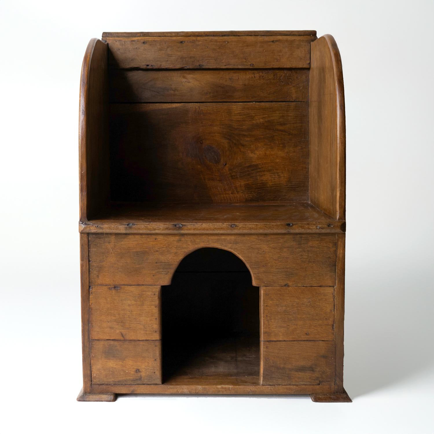 Rustic Antique Primitive Oak Lambing Chair With Integral Dog Kennel, 19th Century
