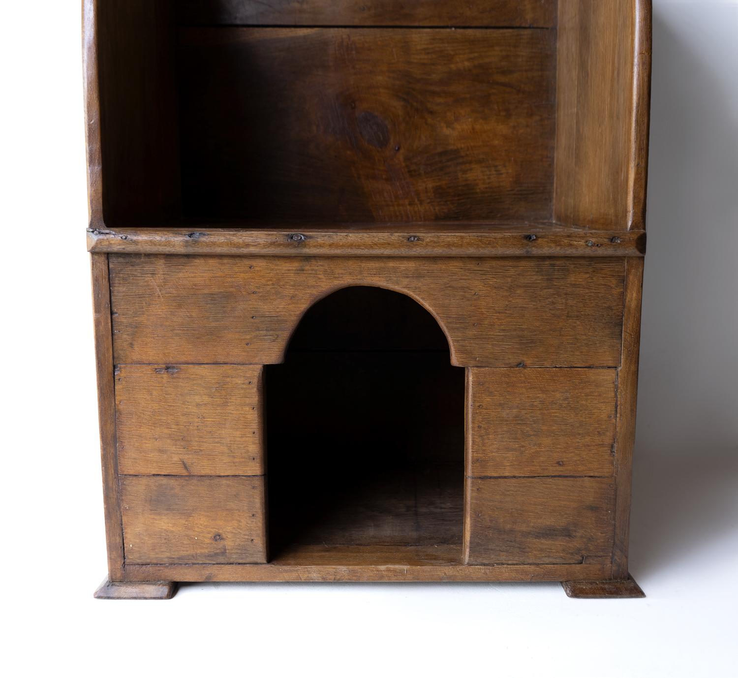 Carved Antique Primitive Oak Lambing Chair With Integral Dog Kennel, 19th Century
