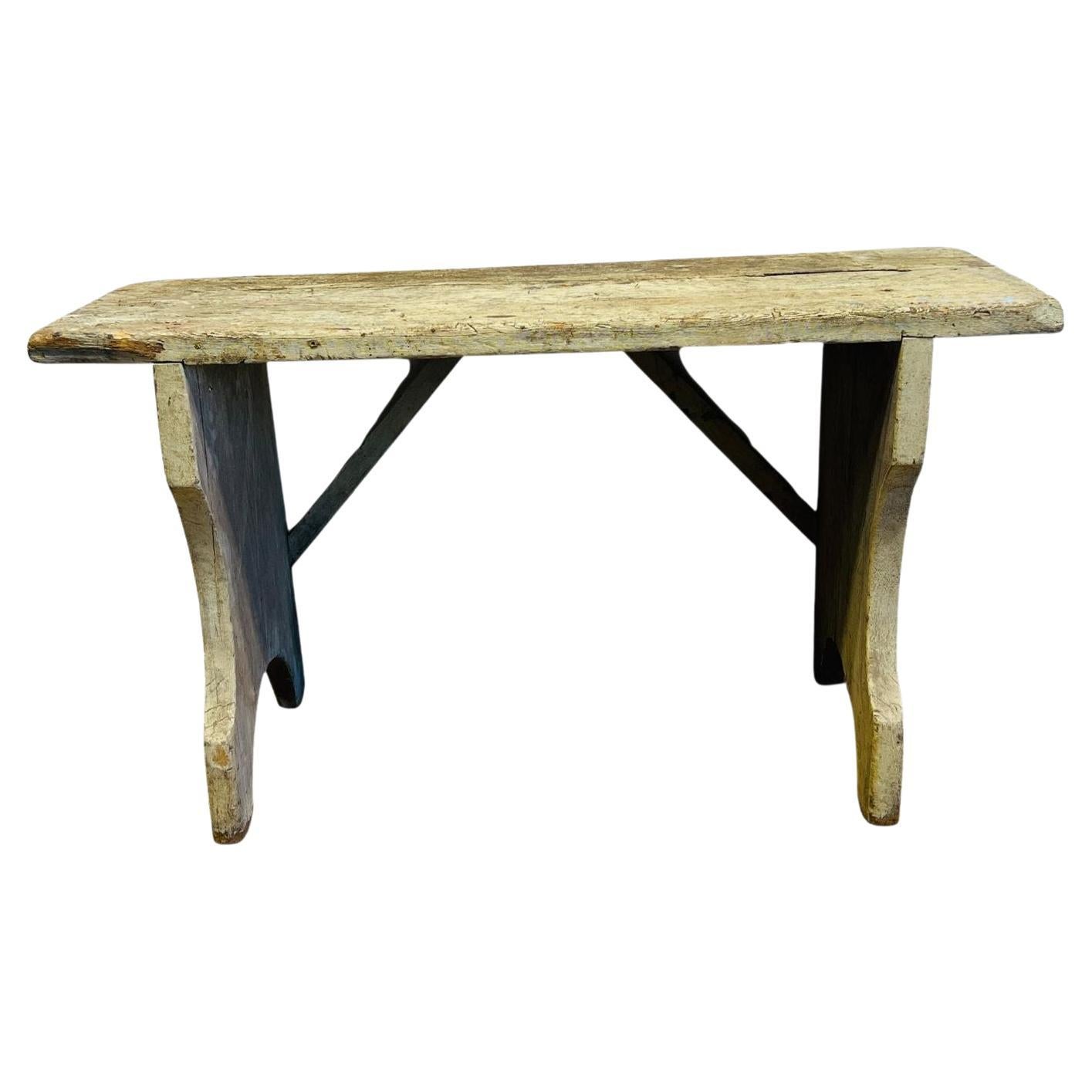 Antique Primitive Painted Pine Bucket Bench 19th Century American Handcrafted