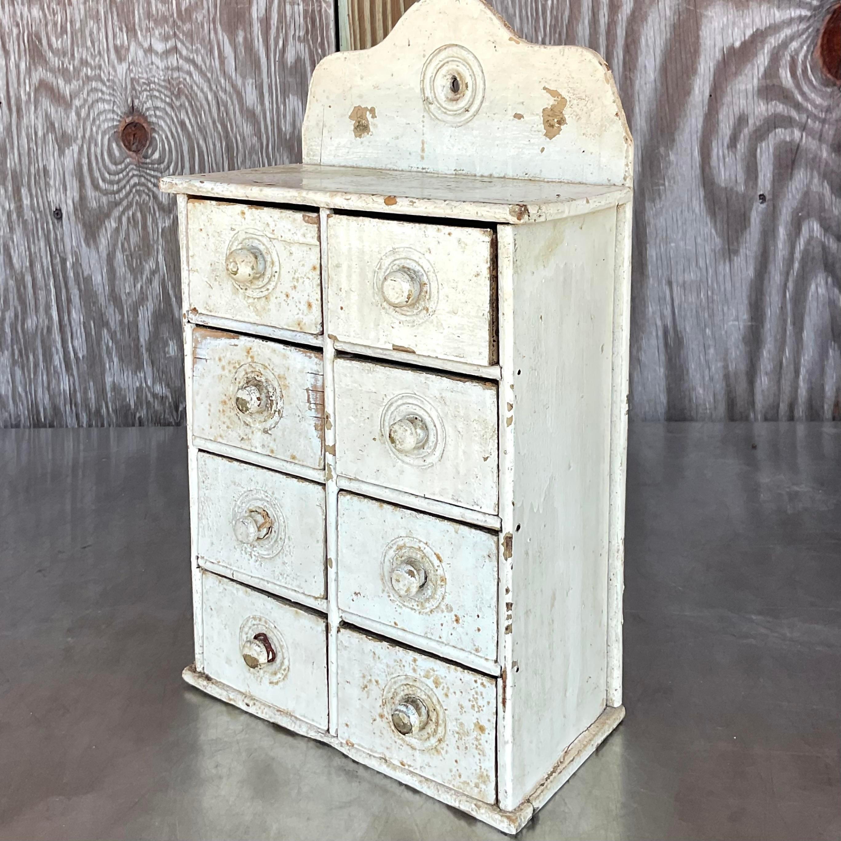 American Antique Primitive Patinated Wall Cabinet For Sale