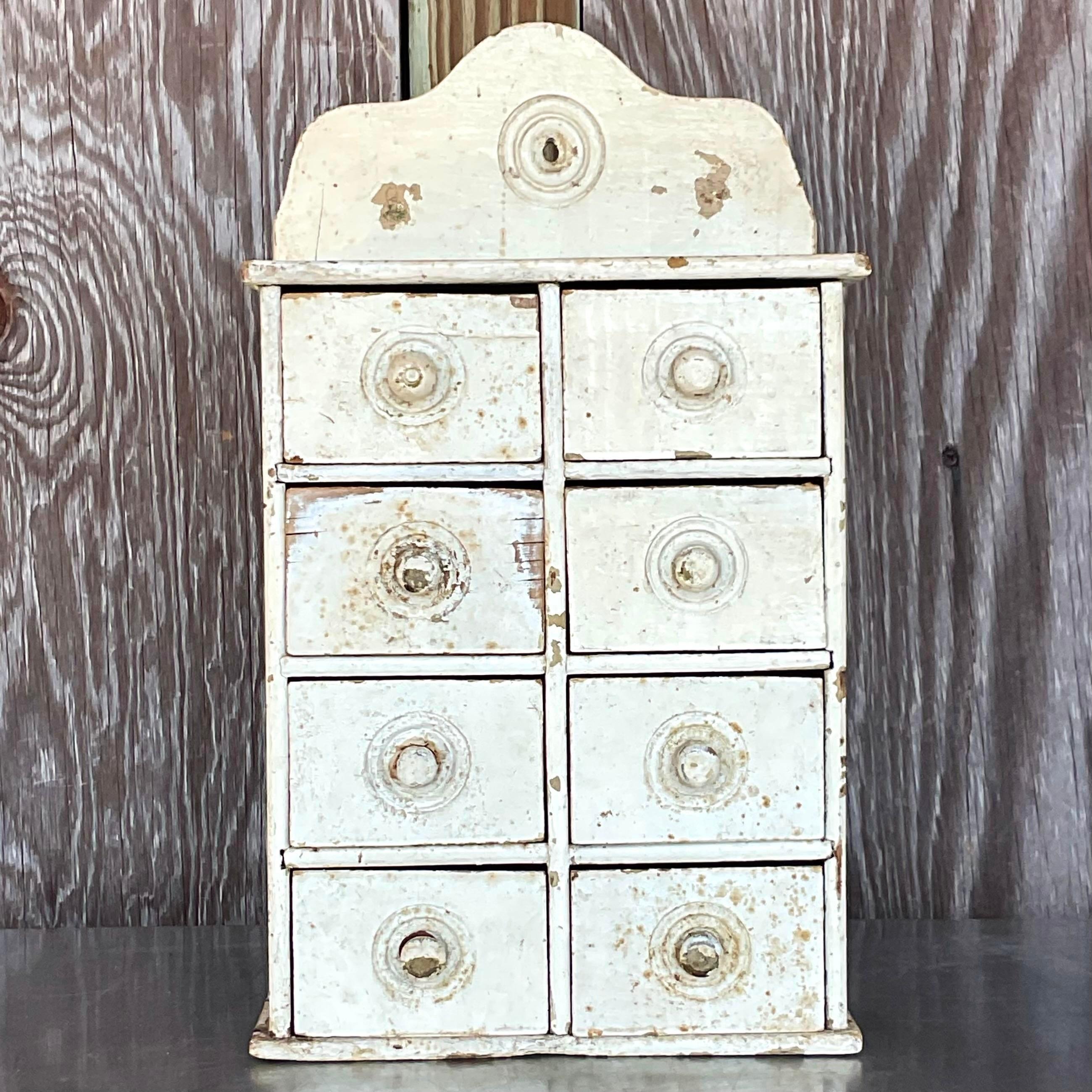 Antique Primitive Patinated Wall Cabinet In Good Condition For Sale In west palm beach, FL