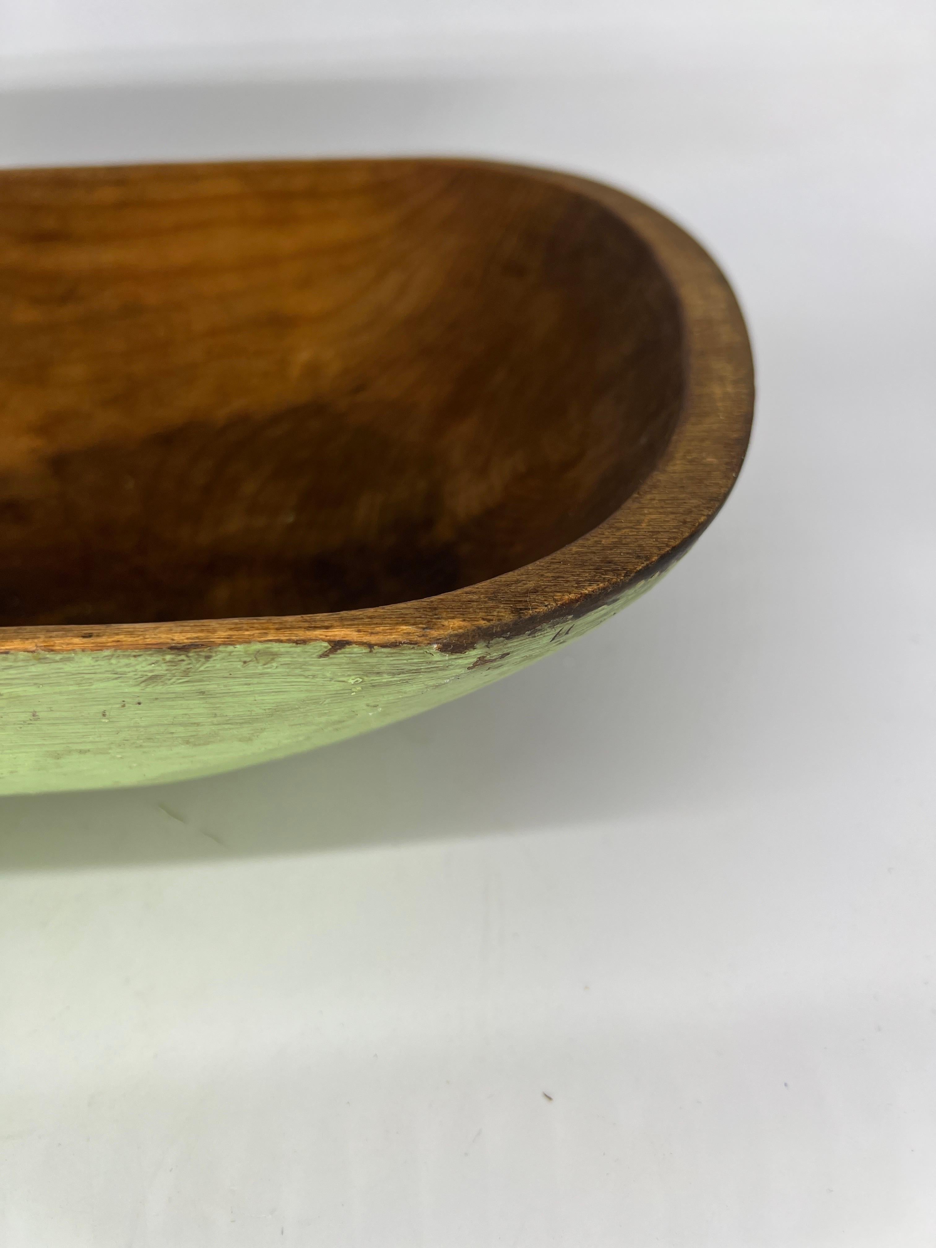 Wood Antique Primitive Pennsylvania Paint Decorated Dough Bowl 18” For Sale