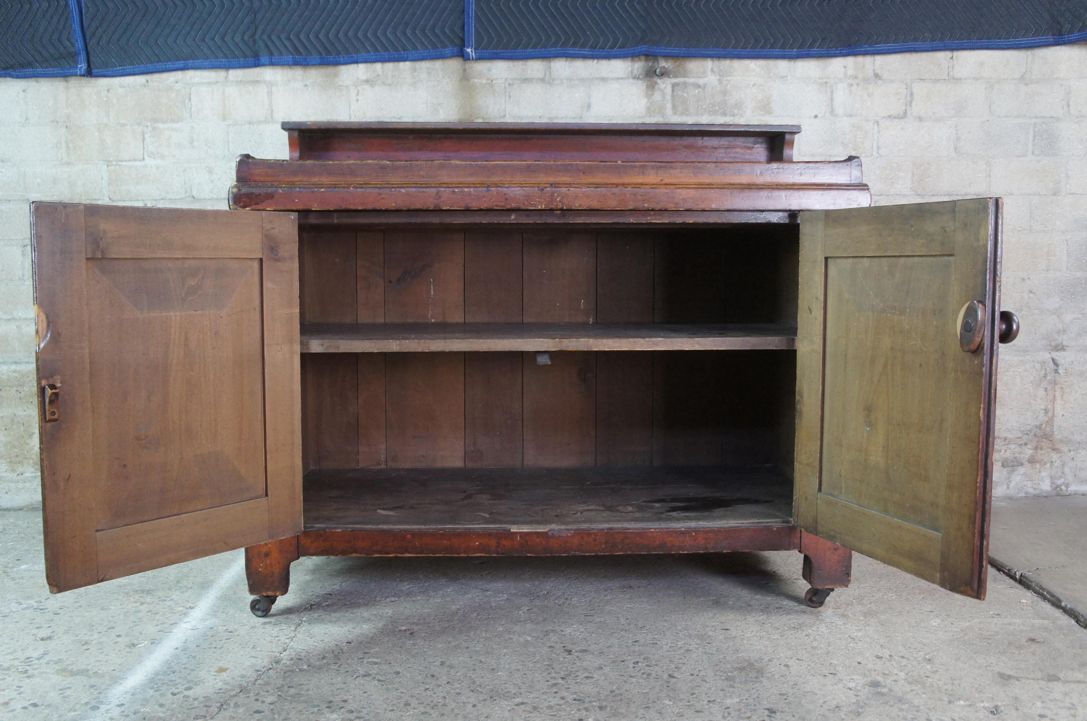 Rustic Antique Pennsylvania Pine Farmhouse Dry Sink Washstand Bar Cabinet