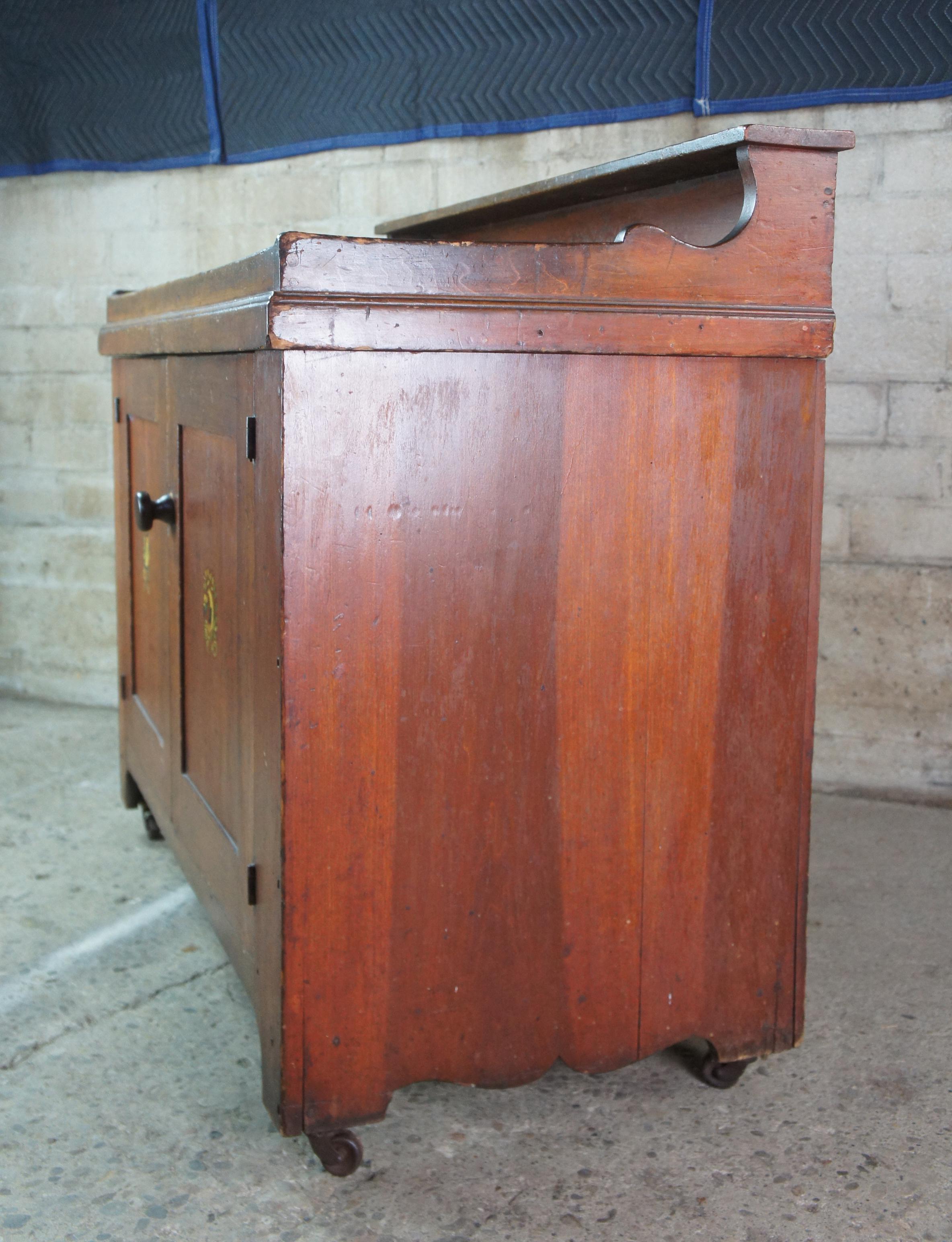 19th Century Antique Pennsylvania Pine Farmhouse Dry Sink Washstand Bar Cabinet
