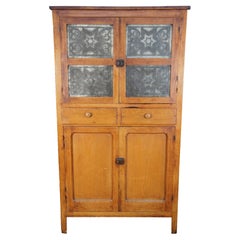 Antique Primitive Pine Punched Tin Country Pie Safe Cabinet Cupboard 73"