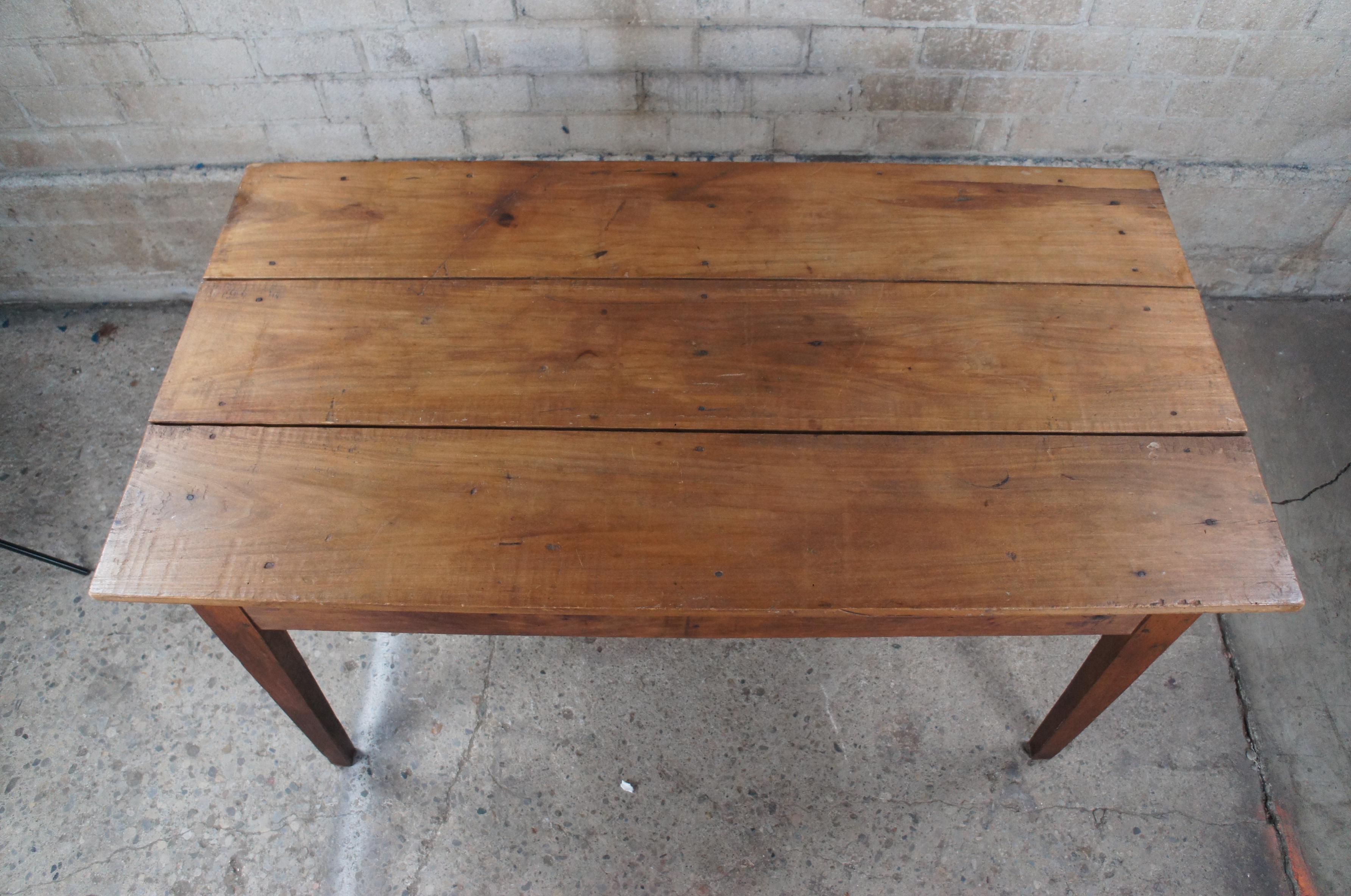 Rustic Antique Primitive Pine Tennessee Farmhouse Harvest Plank Dining Table Desk