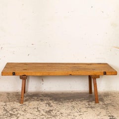 Antique Primitive Plank Top Coffee Table with Splay Legs