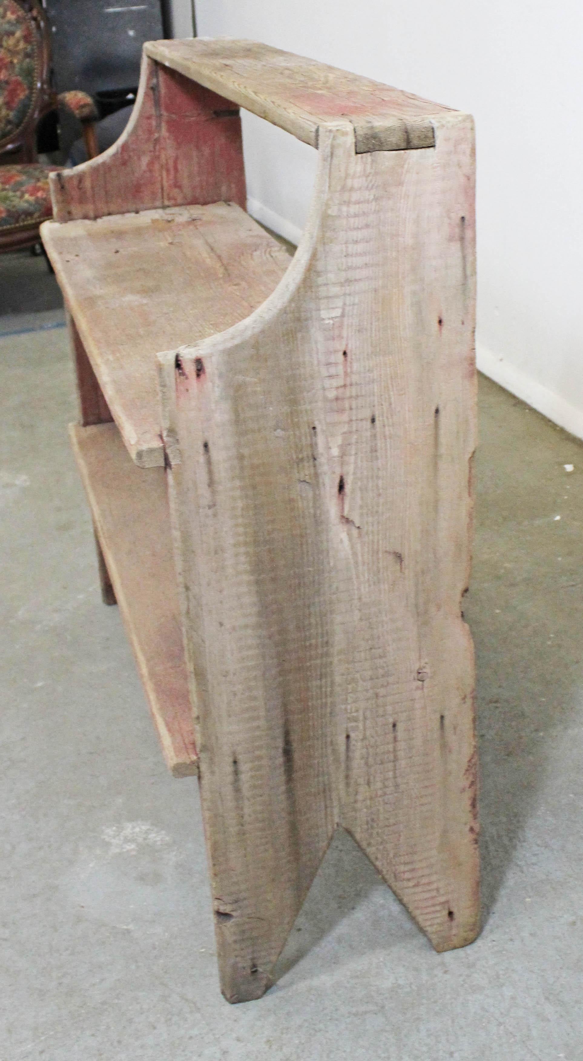 19th Century Antique Primitive Potting Bench Book Shelf