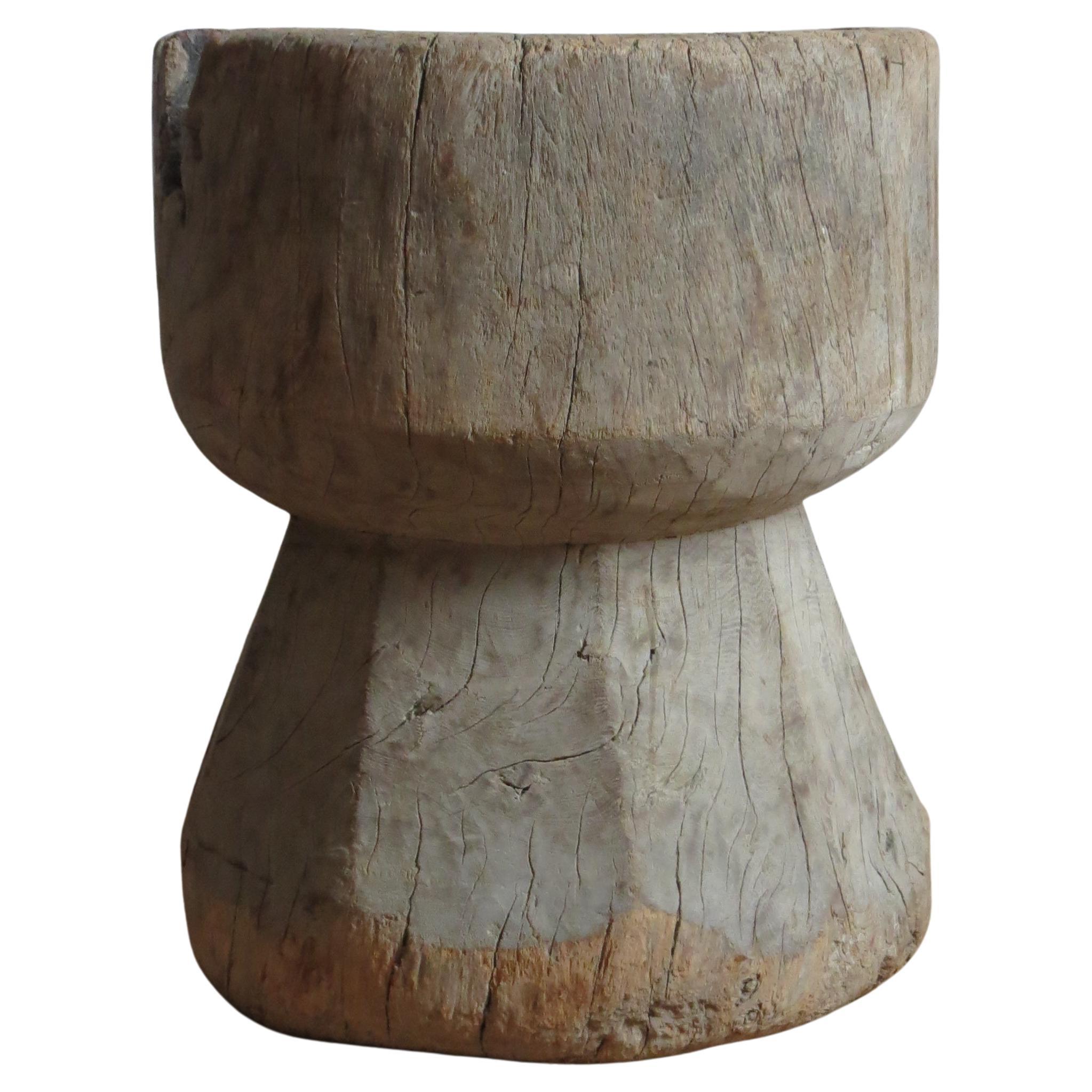 Antique Primitive Rustic African Mortar Stool (Senegalesisch) im Angebot