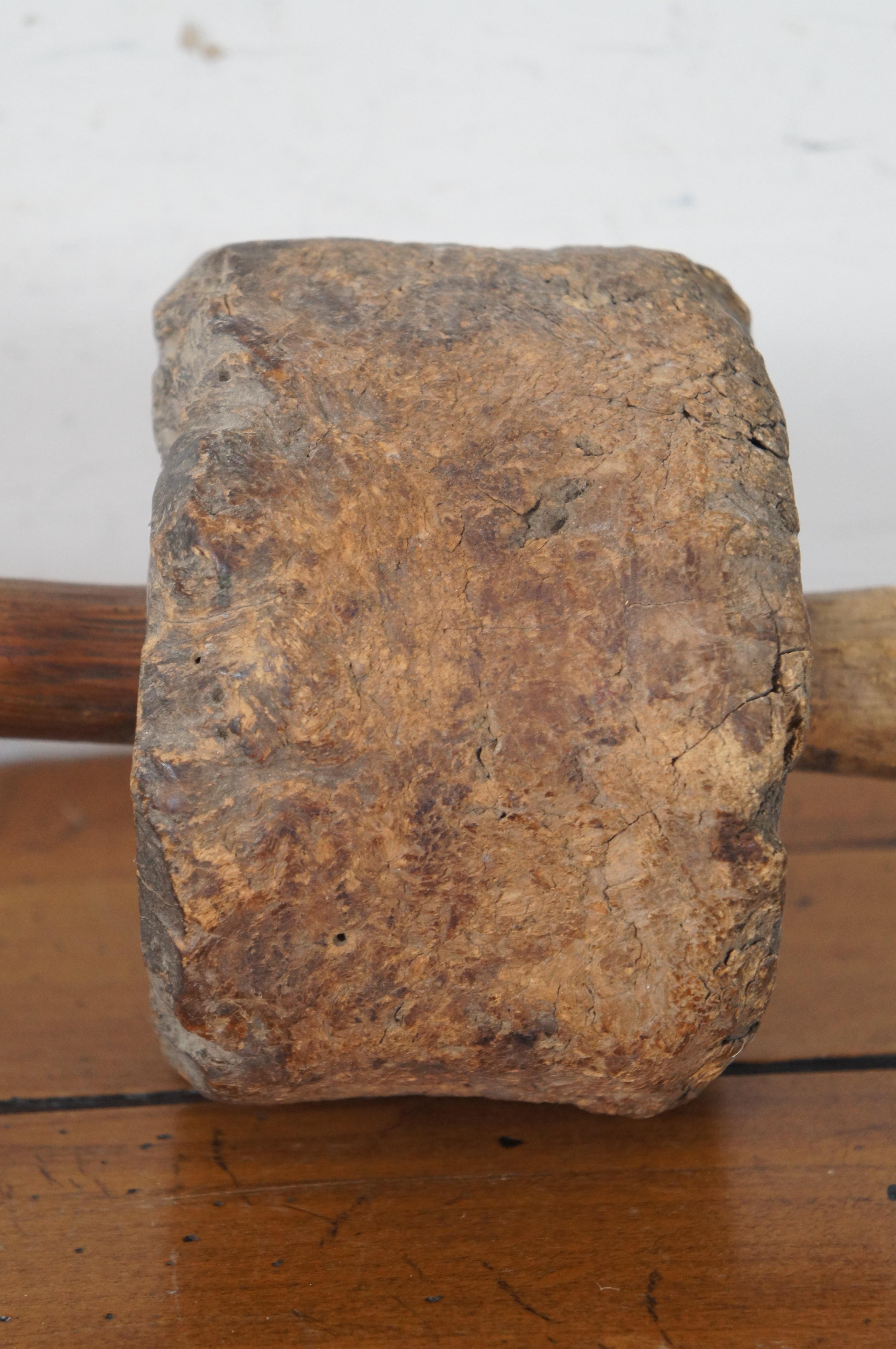 Folk Art Antique Primitive Rustic Burl Wood Sledge Hammer Carpenter Mallet For Sale