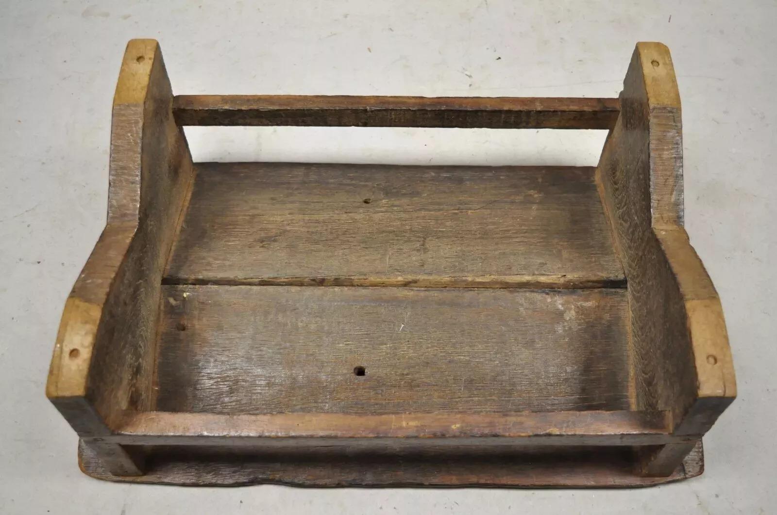 Antike primitive rustikalen Französisch Land solide Planke Holz Fußhocker Hocker Ottoman im Angebot 5