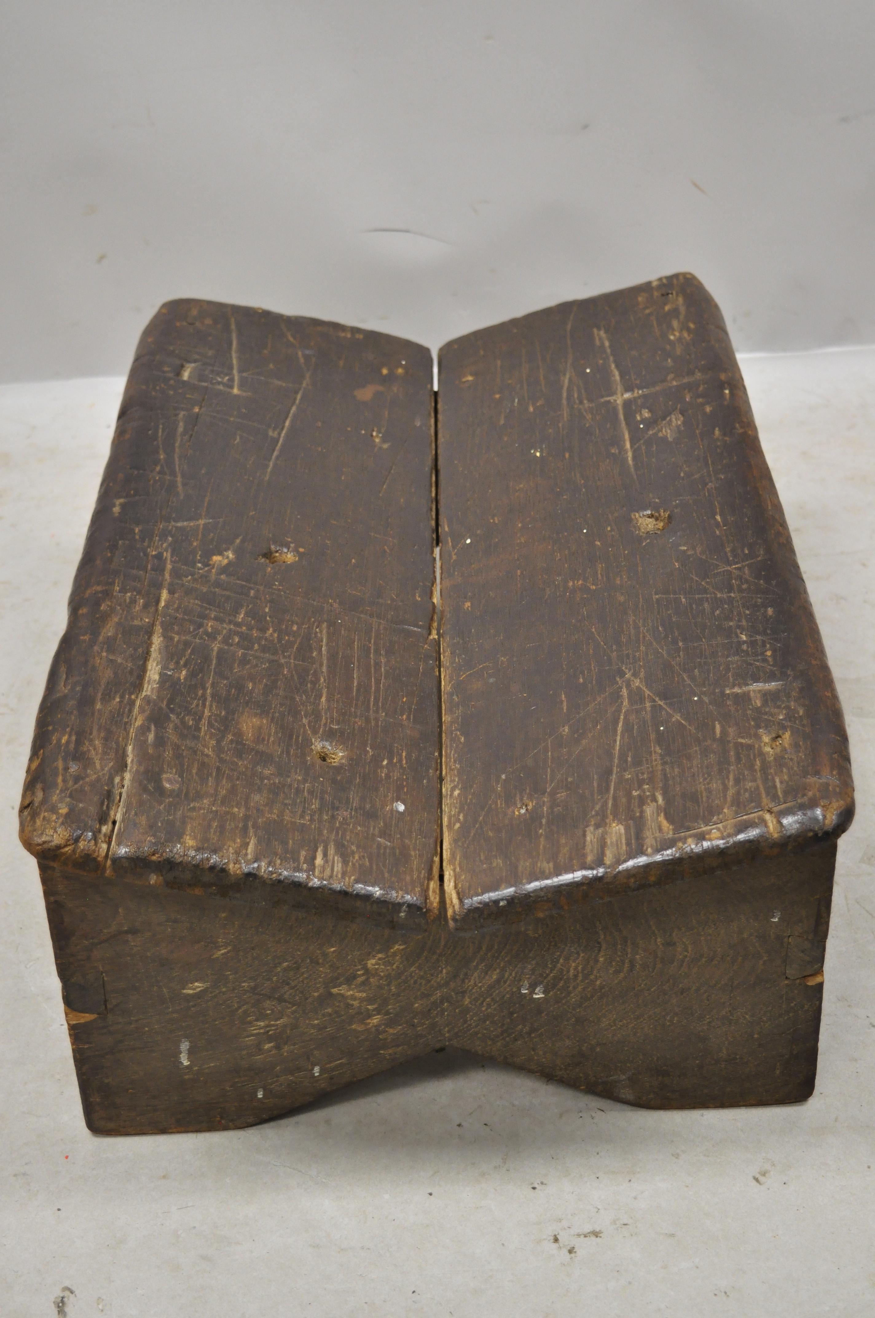 rustic wood footstool