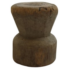 Antique Primitive Rustic Large African Wooden Mortar Stool Table