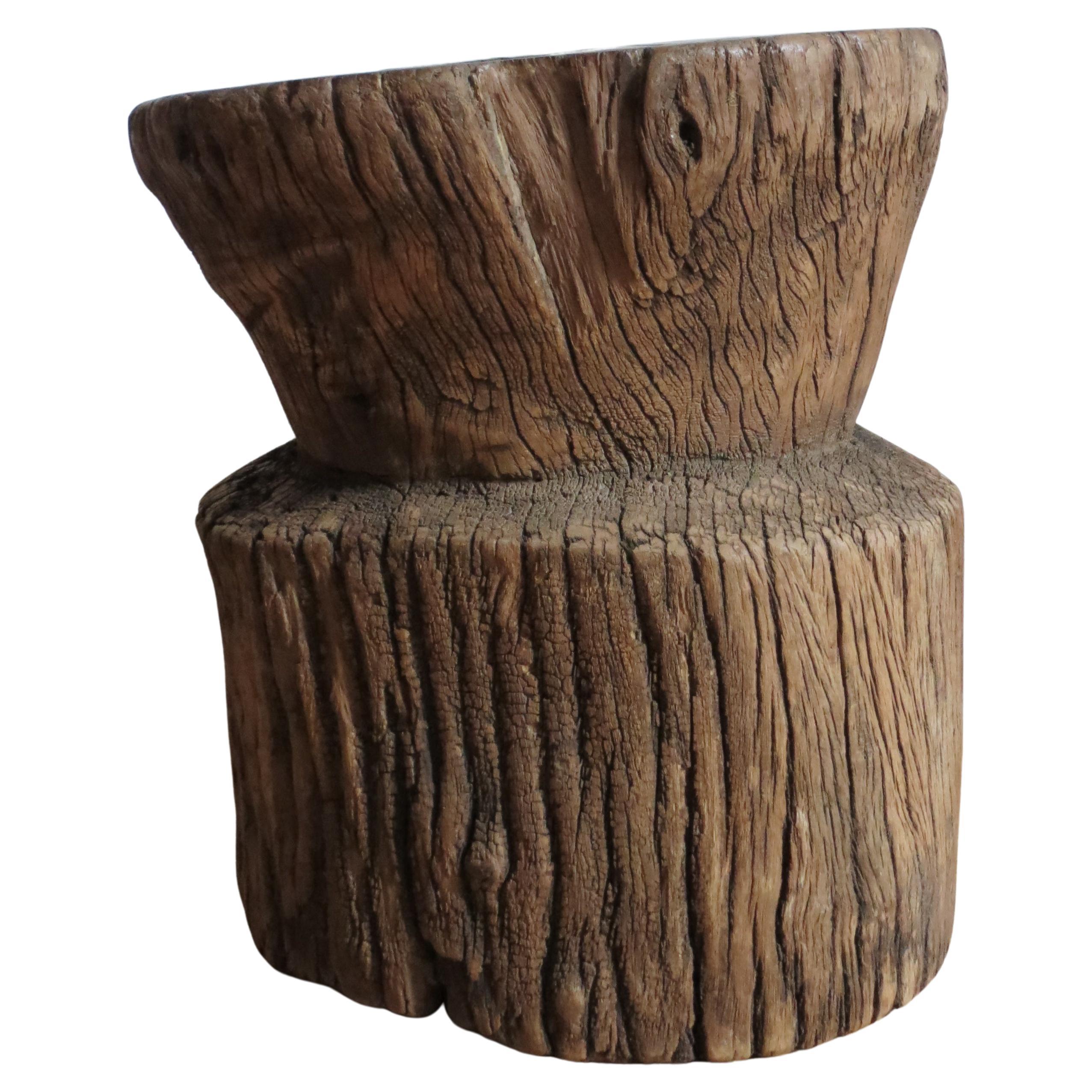 Antique Primitive Rustic Large Mortar wooden table or Stool African
