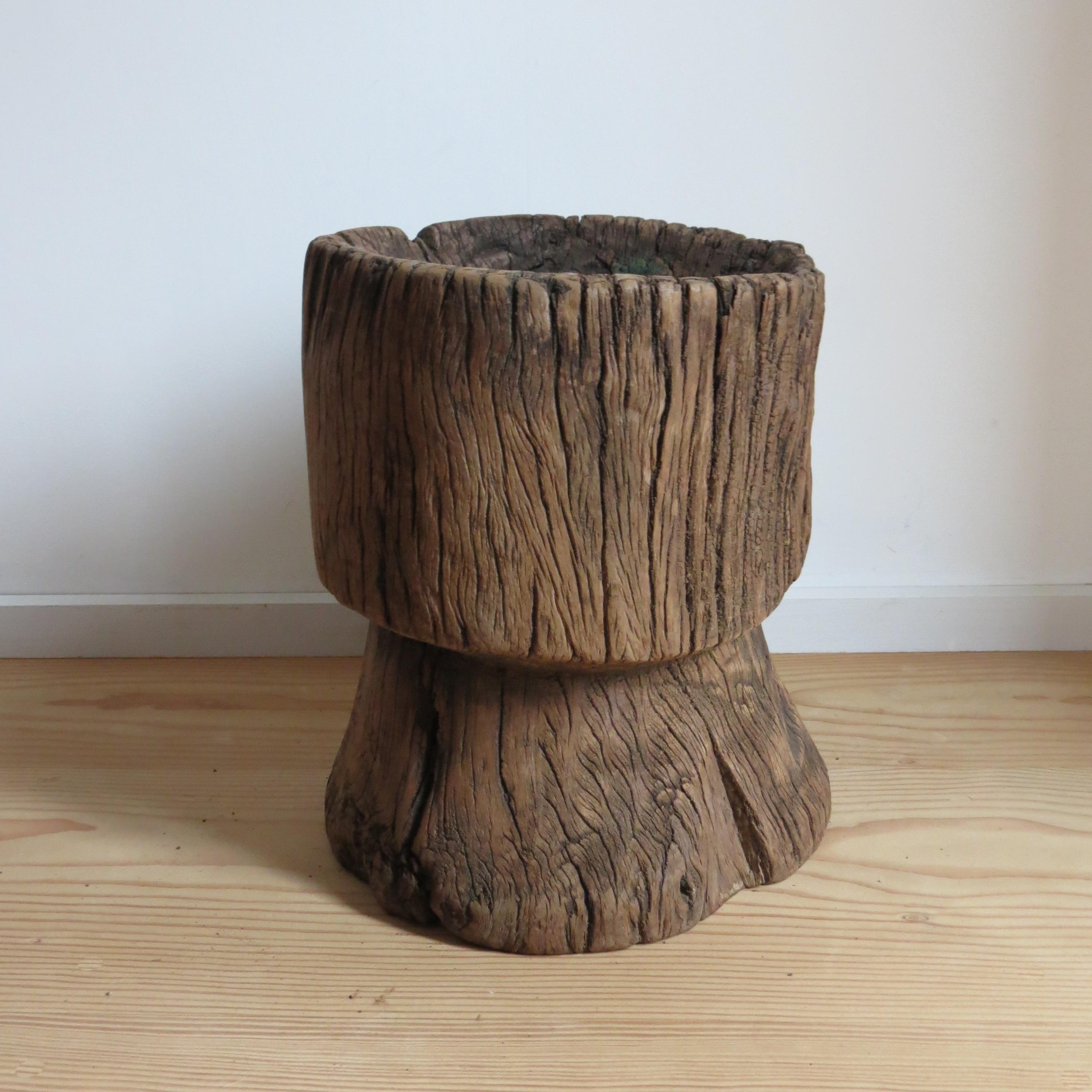 Antique Primitive Rustic Large Mortar wooden table or Stool African 8