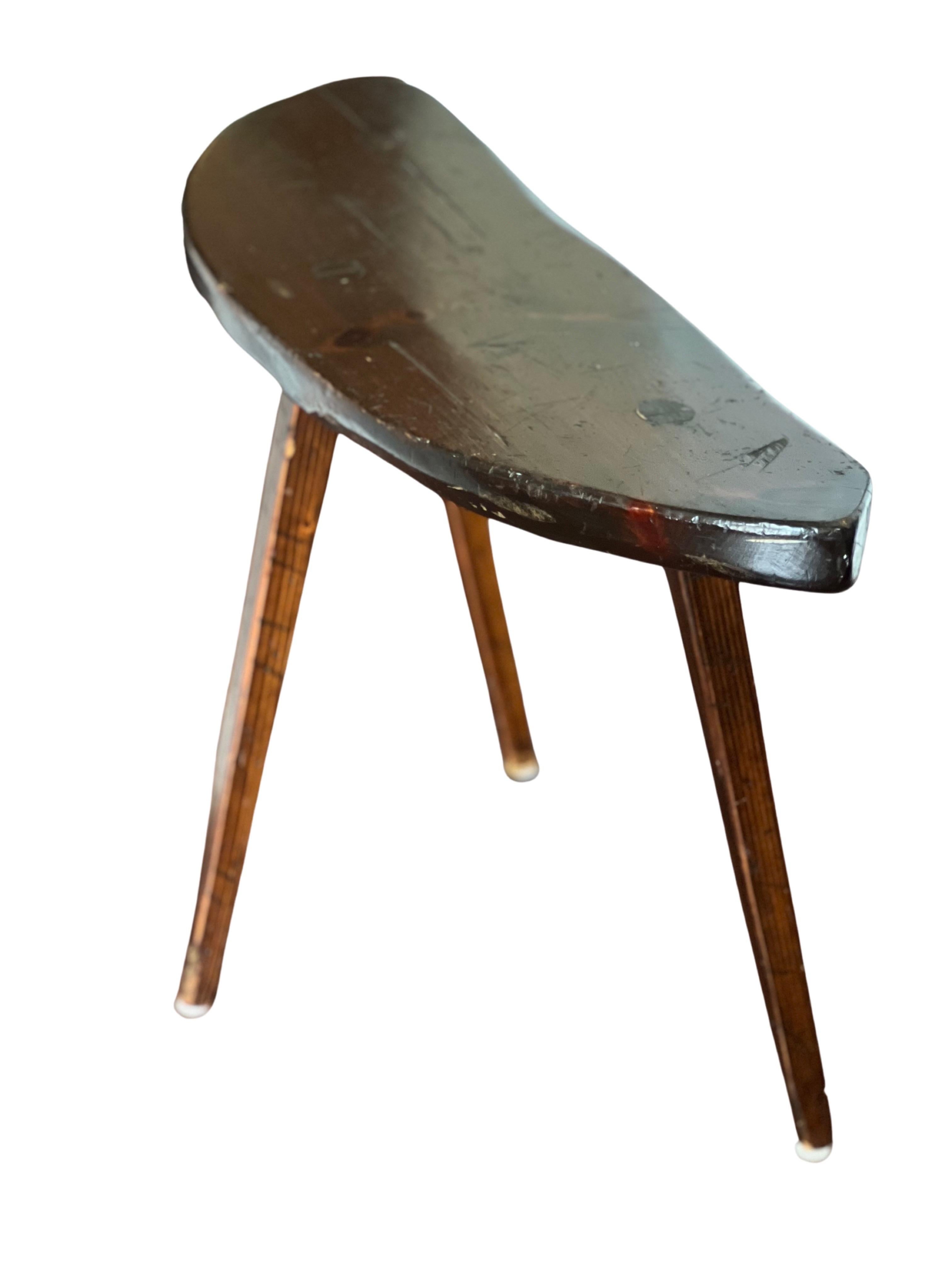 19th Century Antique Primitive, Rustic Organic Form Live Edge Side Table For Sale