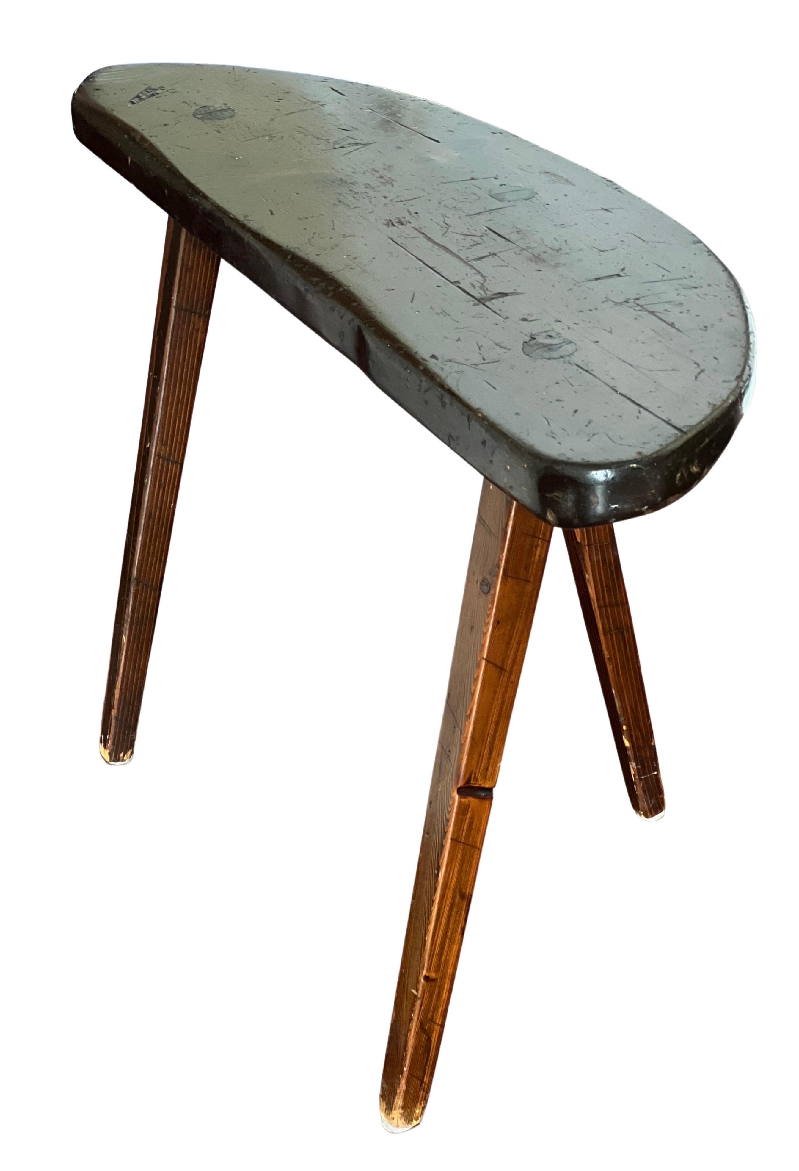 Walnut Antique Primitive, Rustic Organic Form Live Edge Side Table For Sale