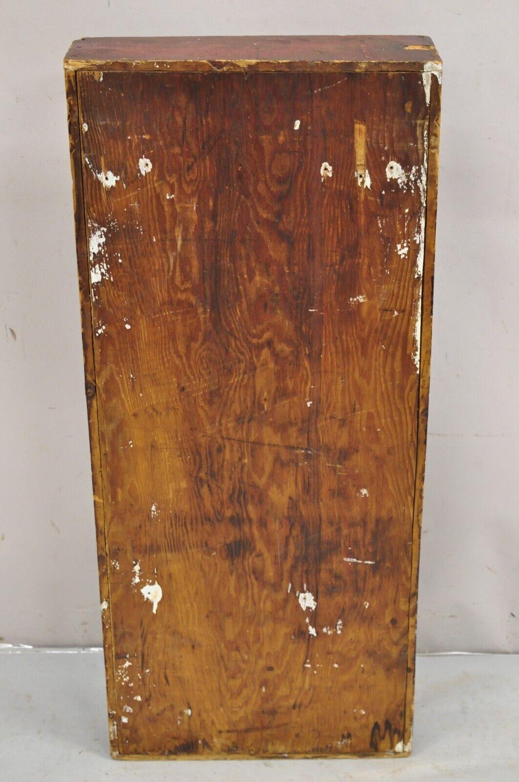 Antique Primitive Rustic Red Distress Paint Narrow Watchmakers Cabinet 22 Drawer 5