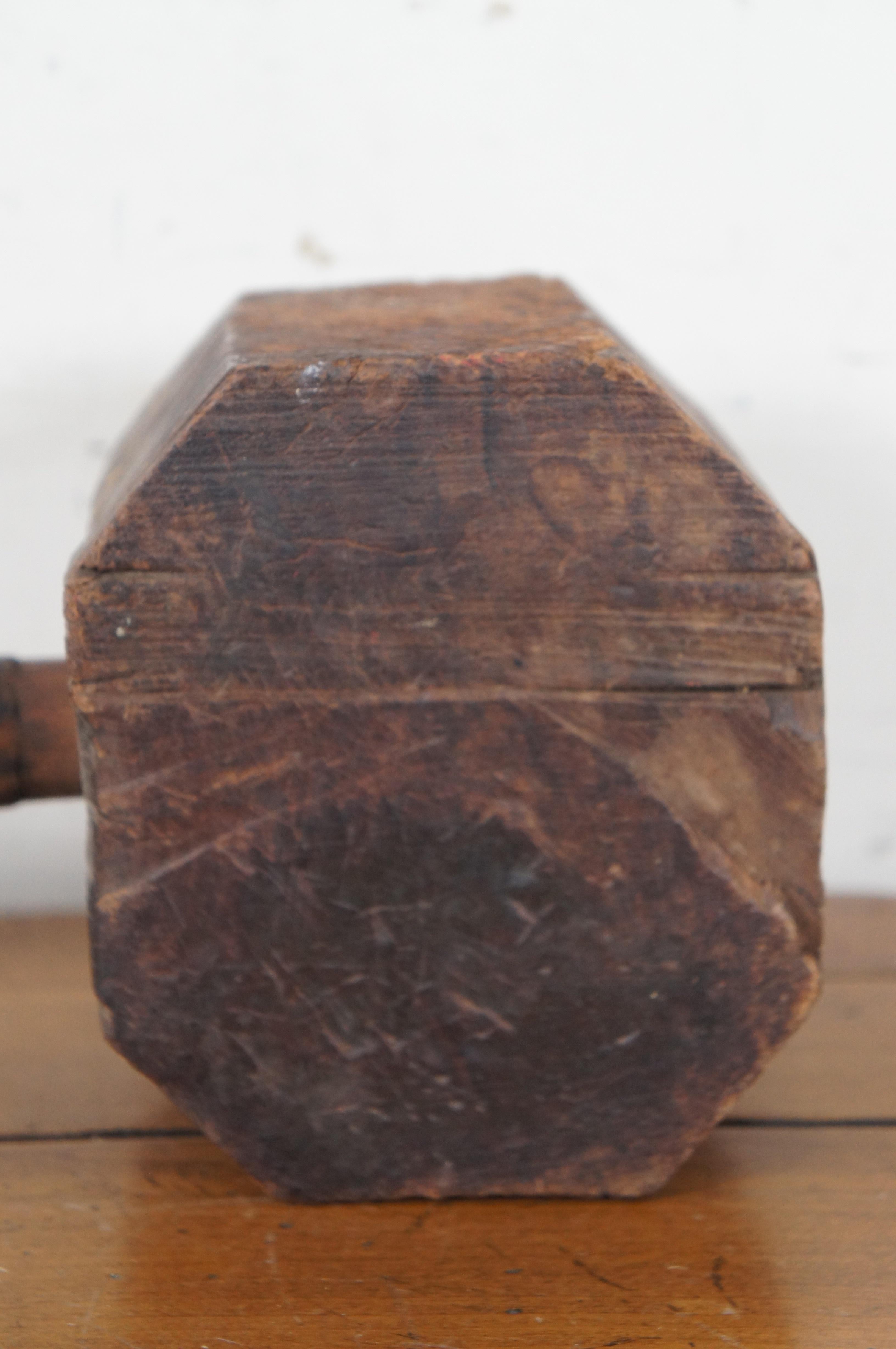 Folk Art Antique Primitive Rustic Wooden Octagonal Sledge Hammer Carpenter Mallet For Sale
