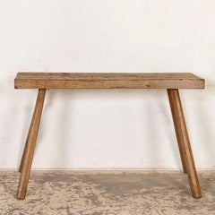 Antique Primitive Slab Wood Console Table with Splay Legs